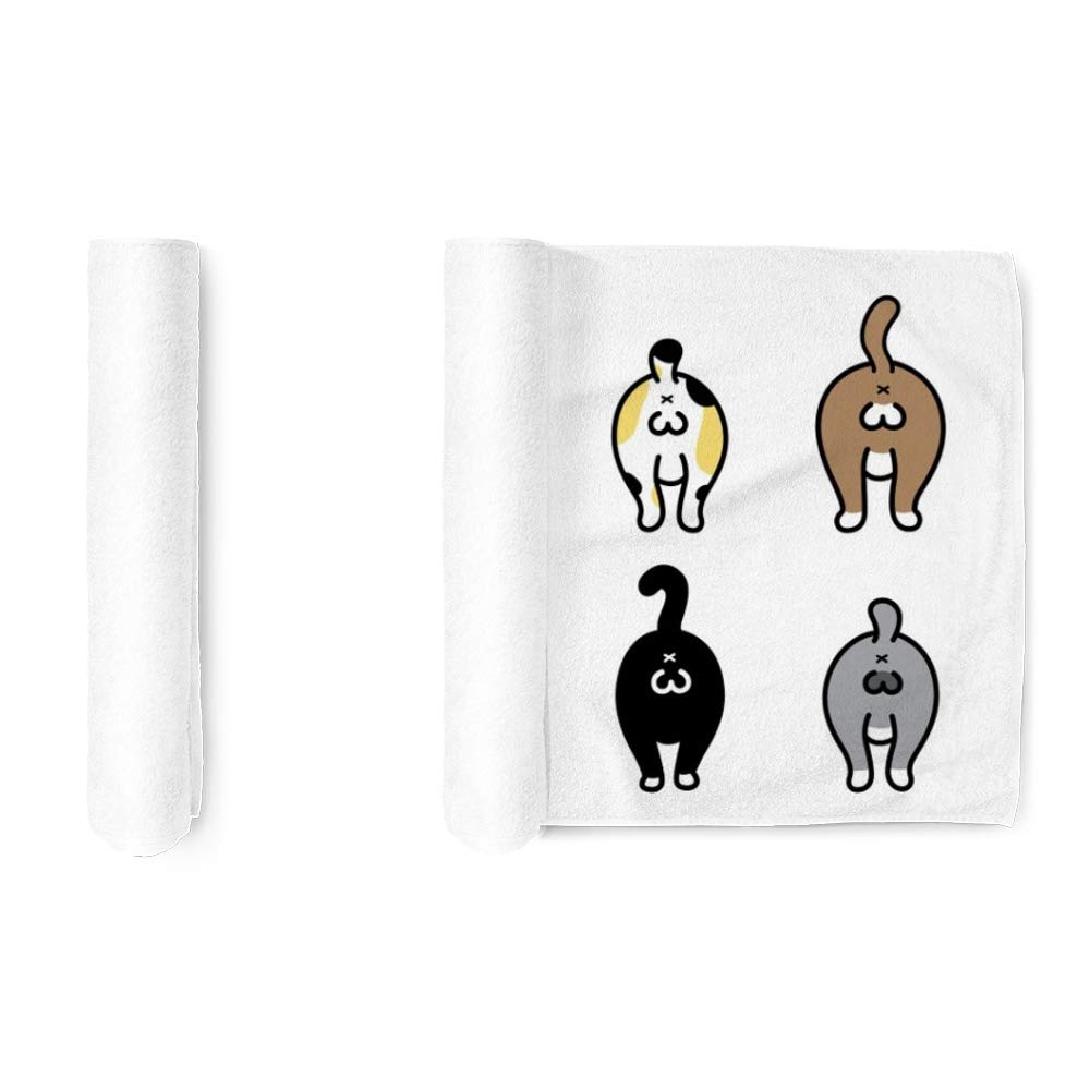 Kuizee Microfiber Hand Towel & Face Towel Set - Super Absorbent Quick-Dry Bath Towels (30x15 Inches) - Ultra Soft Kitchen & Bathroom Towels with Cute Cartoon Cat Design - Perfect for Gym, Travel, Spa, and Home Use