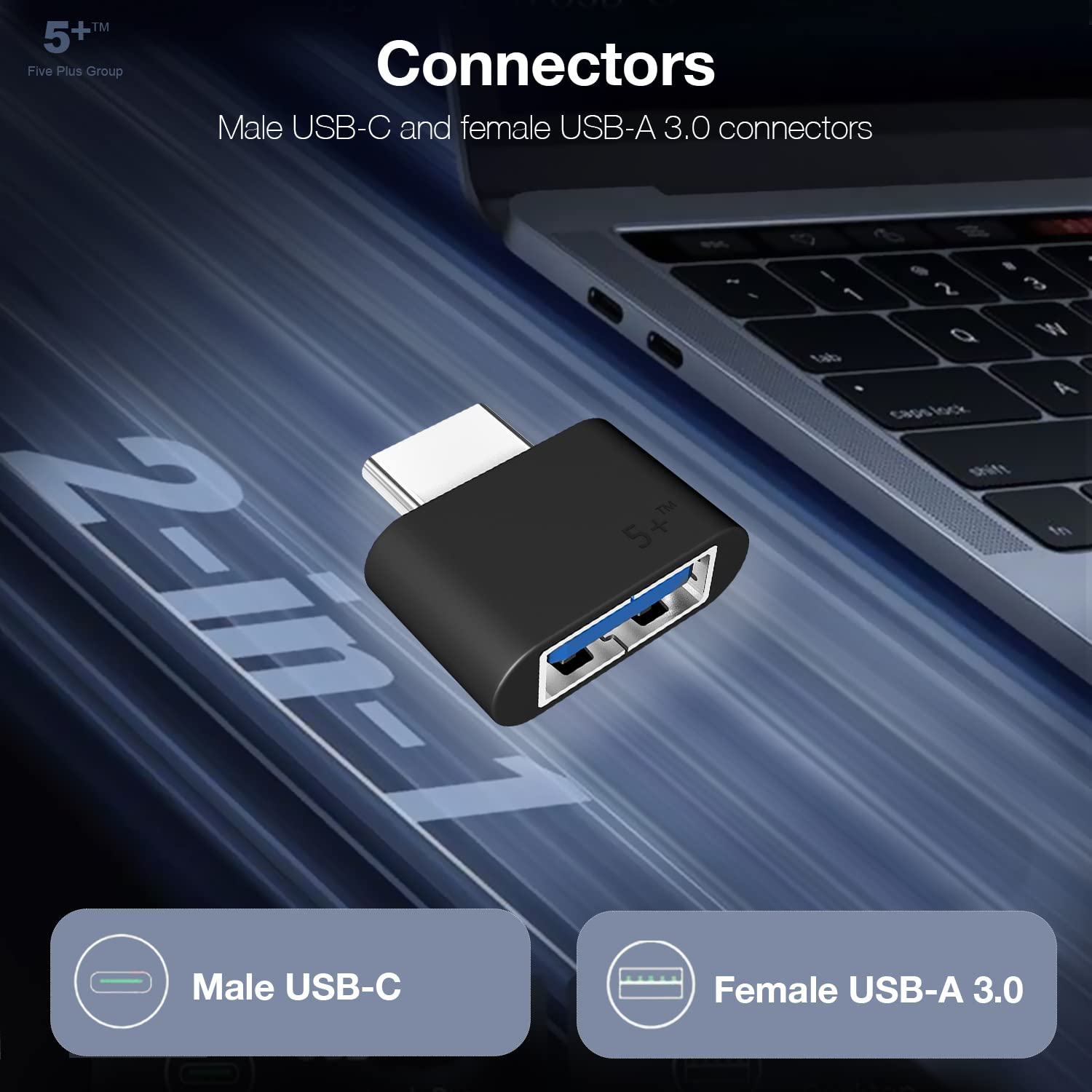 5-Pack USB C to USB Adapter (3.0) - USB-C Male to USB Female Converter - Compatible with MacBook Pro 2021, MacBook Air, iPad mini 6, Surface Pro 8/X - Perfect for Data Transfer & Charging Type-C/Thunderbolt 4/3 Devices at Home, Office or Travel