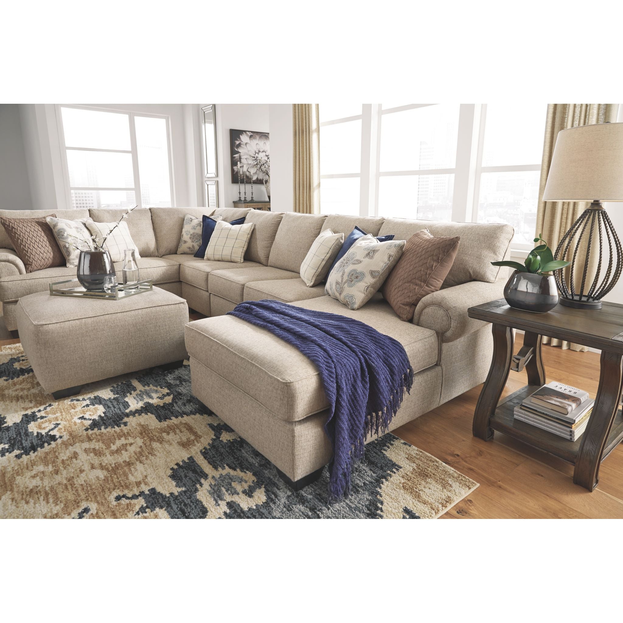 Bartlett Oversized Accent Ottoman - Hemp Fabric Storage Bench with Tufted Design | Perfect for Living Room, Bedroom & Home Decor