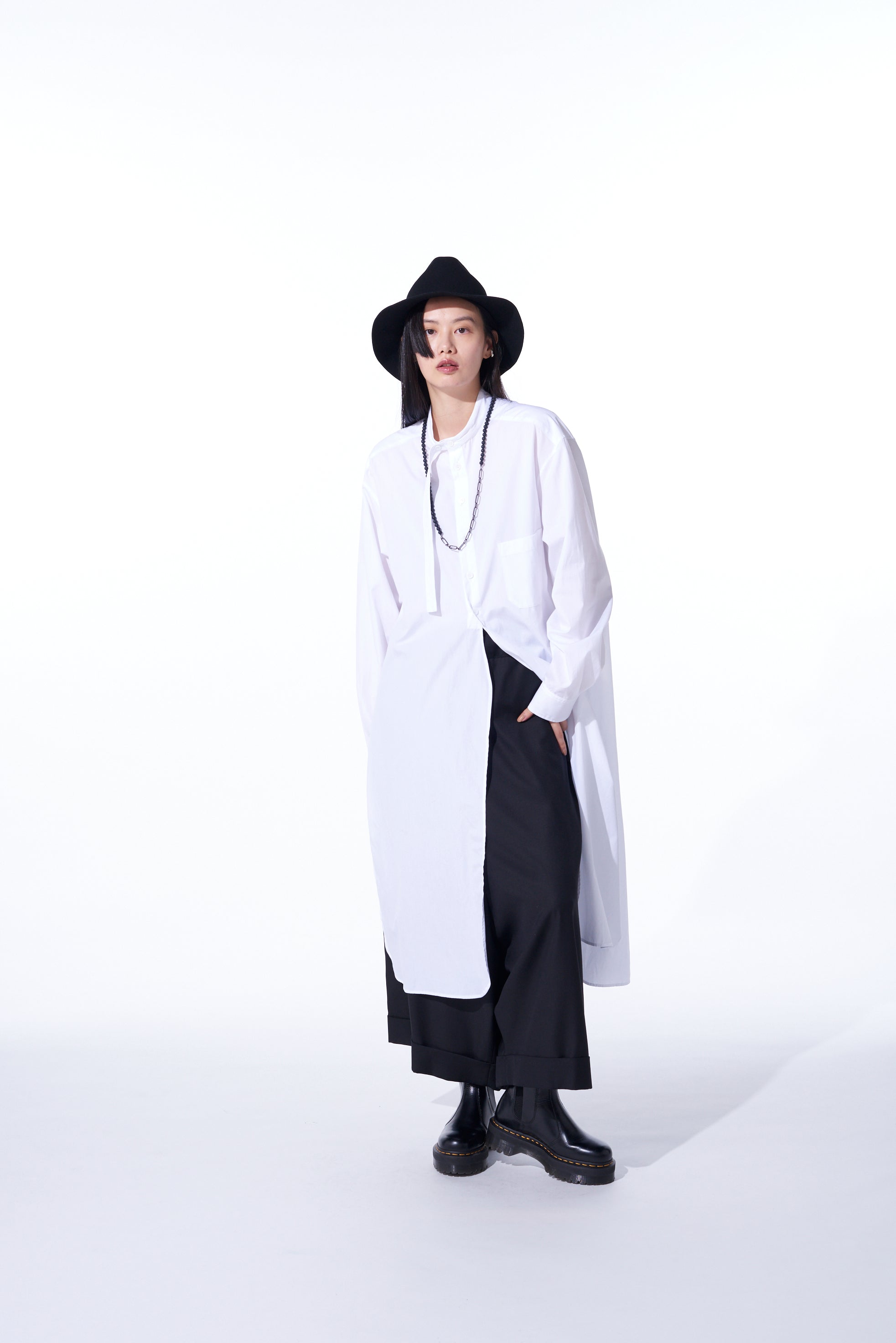 Premium Cotton Broadcloth Stand Collar Long Shirt with Rounded Hem - Classic Casual Wear for Men & Women | Perfect for Office, Dating & Everyday Outfits