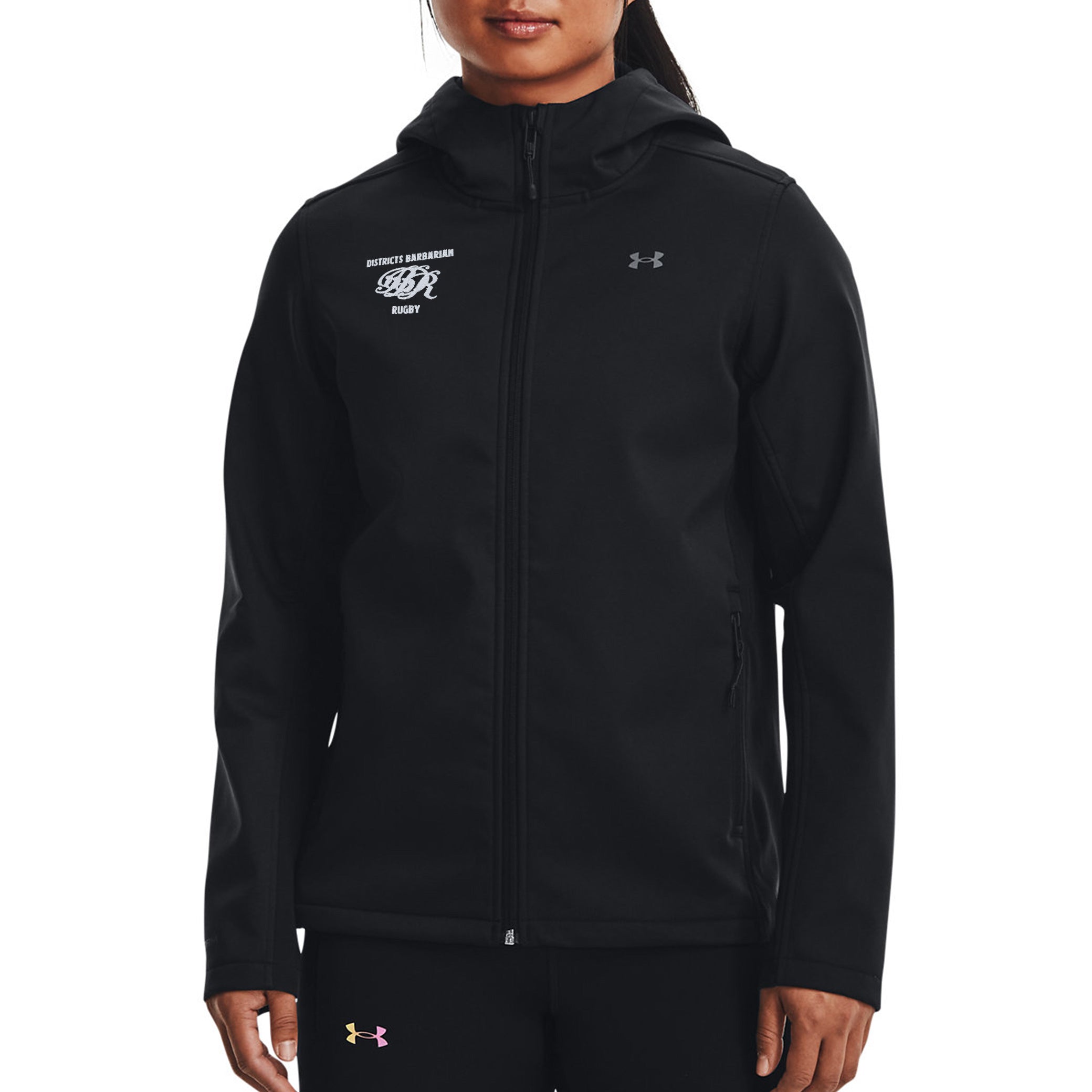 Women's Coldgear Infrared Hooded Jacket - Districts Barbarian RFC - Windproof & Thermal Winter Coat for Outdoor Activities, Hiking & Running