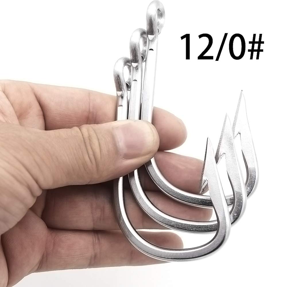 Extra Strong Stainless Steel Saltwater Fishing Hooks - Large Giant Shark, Tuna & Catfish Hooks | Heavy Duty Ocean Fishing Gear for Deep Sea & Offshore Angling