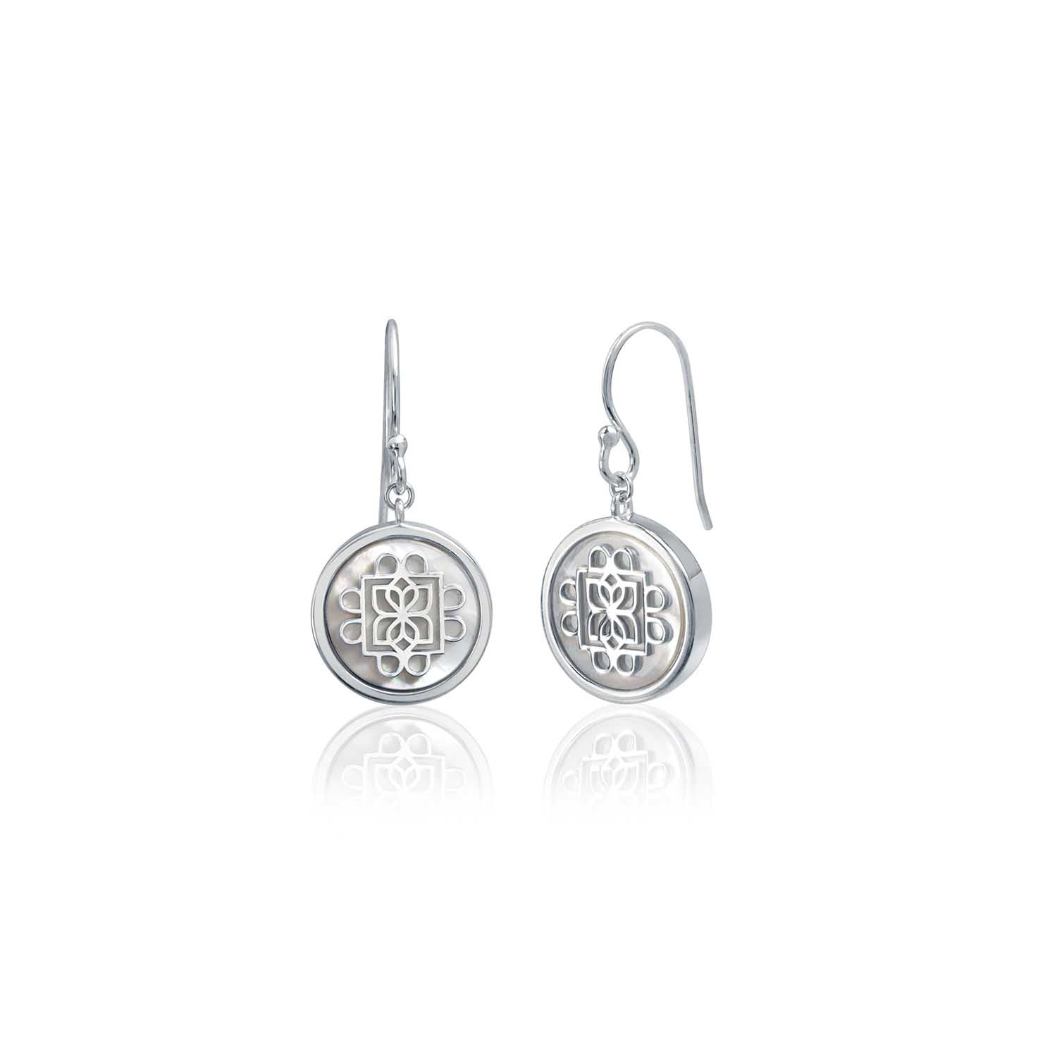 Lanna Eight Petal Medallion Drop Earrings - Handmade Thai Silver Jewelry for Women, Boho Ethnic Dangle Earrings (Gift for Her, Wedding, Party, Special Occasion)