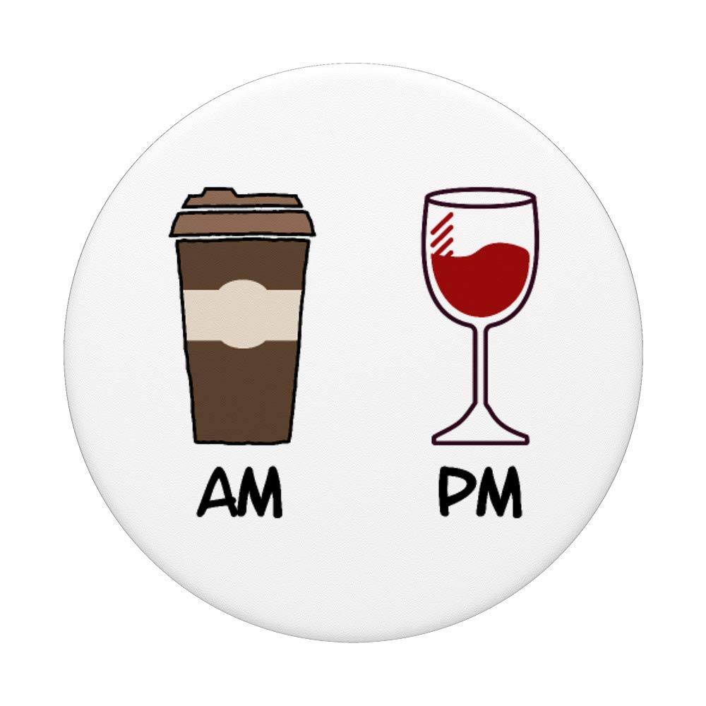 AM Coffee PM Wine PopSockets PopGrip - Swappable Phone & Tablet Grip for Coffee and Wine Lovers | Perfect for Work, Travel, and Daily Use