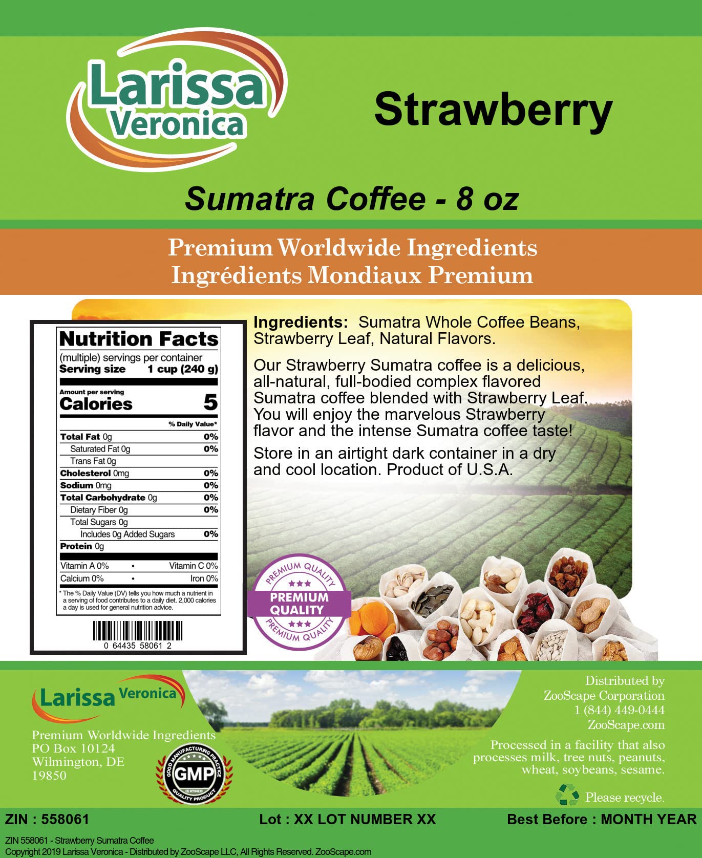 Premium Strawberry Sumatra Coffee Beans - Gourmet Naturally Flavored Whole Bean Coffee (8 oz, 3-Pack) - Perfect for Home Brewing, Gifts & Specialty Coffee Lovers