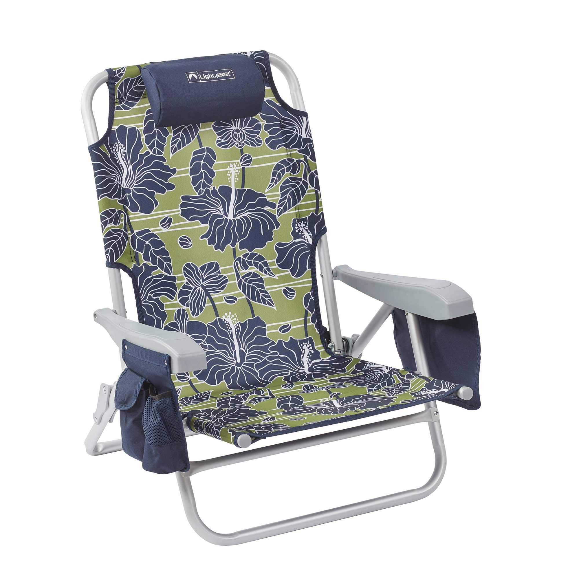 Lightspeed Outdoors ECO Ultimate Backpack Beach Chair for Adults - Adjustable Reclining Folding Chair with Padded Headrest | Portable Backpack Design for Beach, Camping, Travel & Outdoor Relaxation | 1-Piece Lightweight Chair