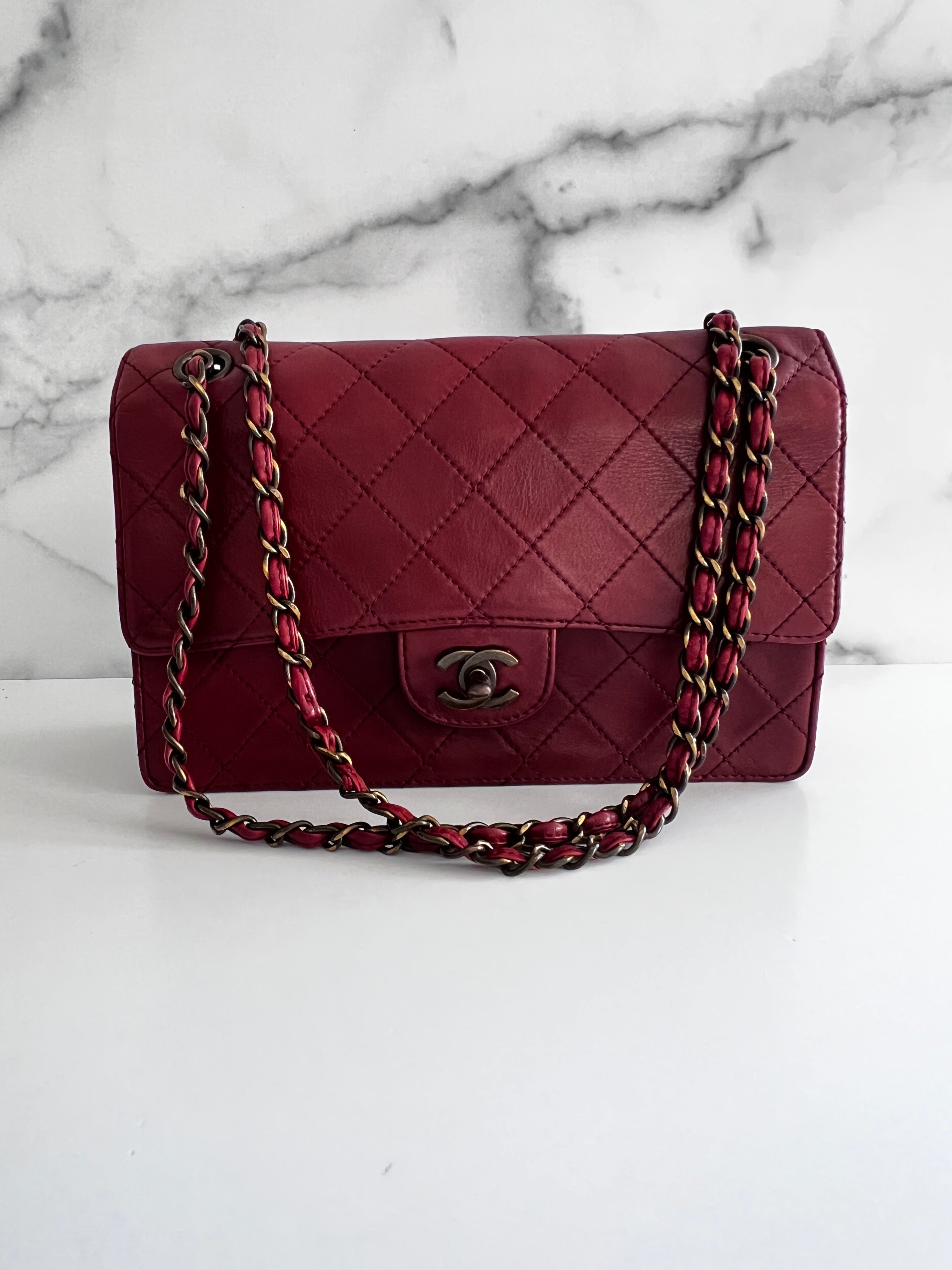 Chanel Burgundy Leather Single Flap Bag - Luxury Designer Handbag for Women | Perfect for Work, Evening Events & Special Occasions