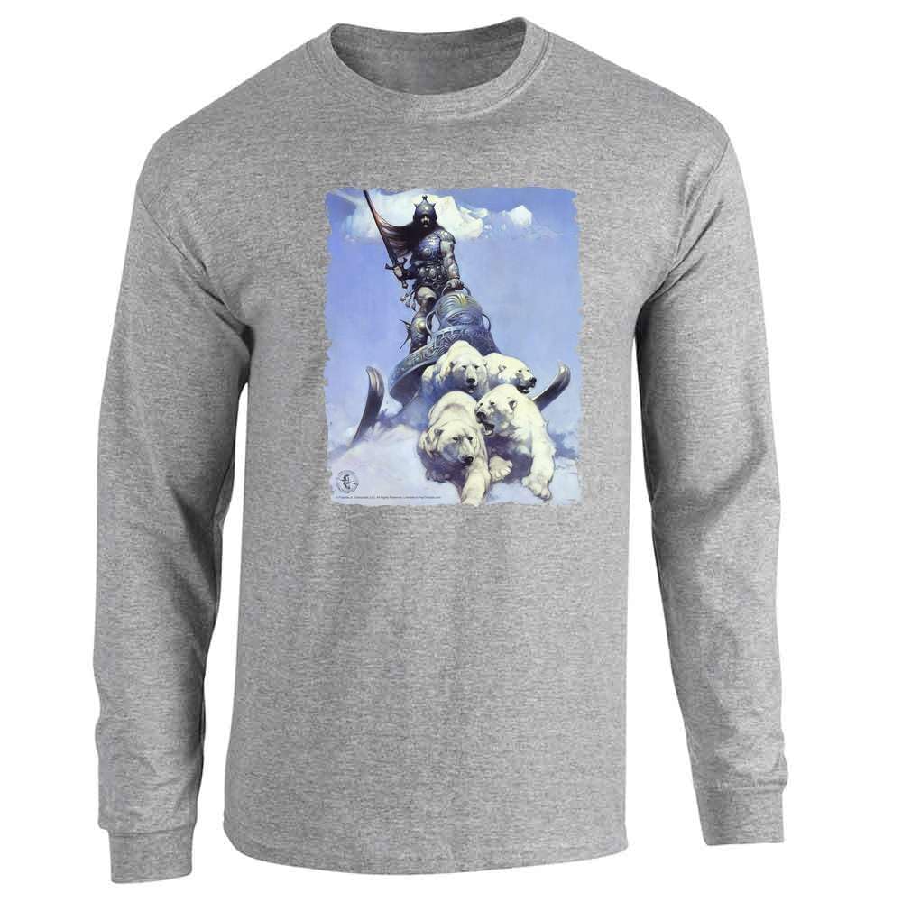 Frank Frazetta Silver Warrior Art Long Sleeve T-Shirt | Pop Culture Graphic Tee | Perfect for Comic Con, Cosplay & Fantasy Fans