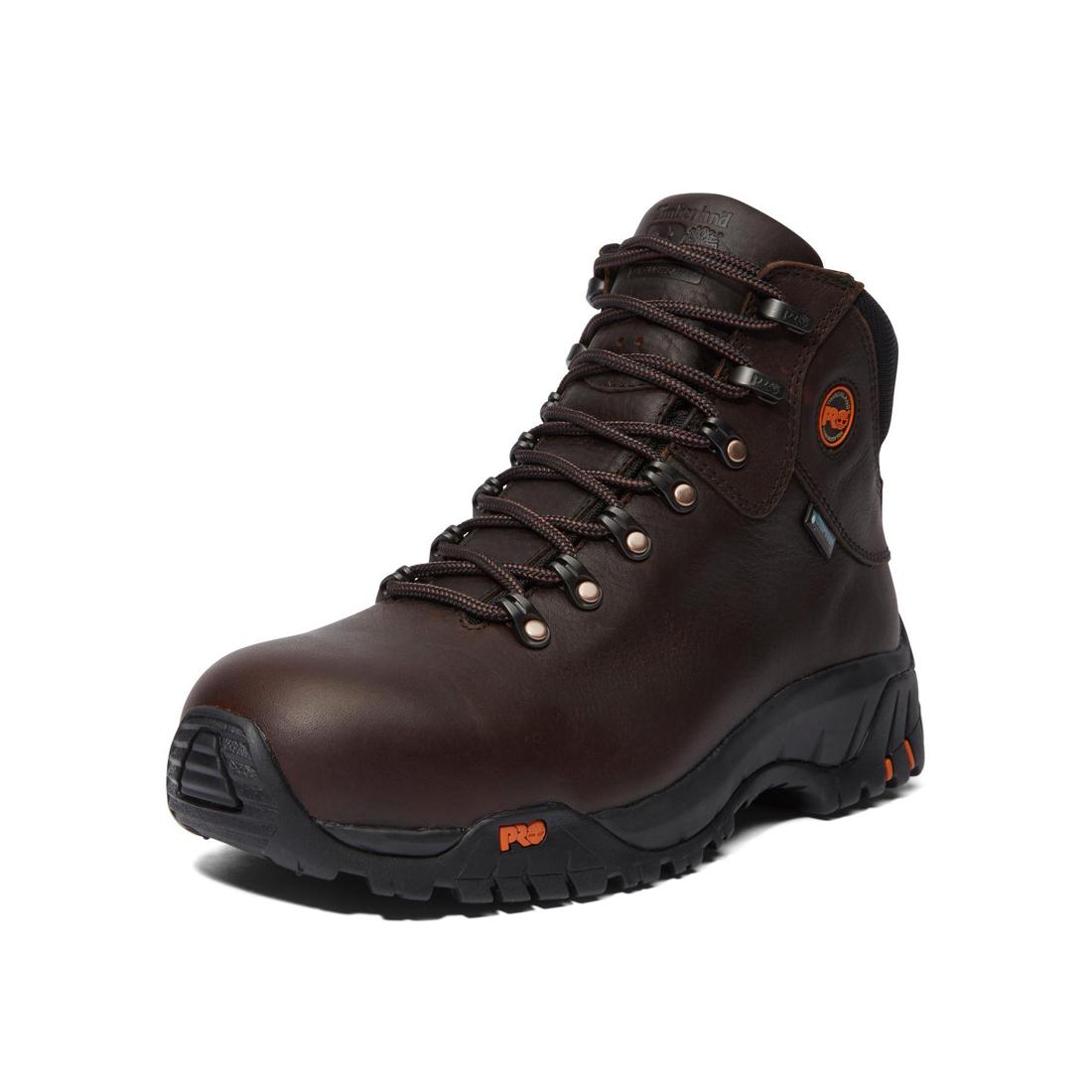 Titan Trekker Alloy Toe Waterproof Work Boots for Men - Slip Resistant Safety Shoes with Electrical Hazard Protection - Ideal for Construction, Hiking & Outdoor Work (Brown)