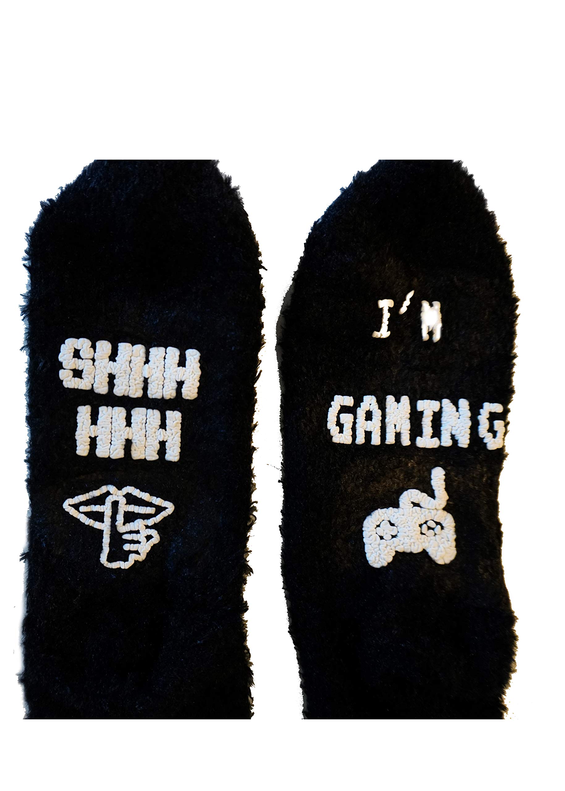 Funny Gaming Socks for Men & Teens - Cozy Fuzzy Slipper Socks with 'Shh I'm Gaming' Print - Perfect Gift for Gamers, Boyfriends, Husbands & Kids - Great for Gaming Sessions, Lounge Wear & Winter Comfort