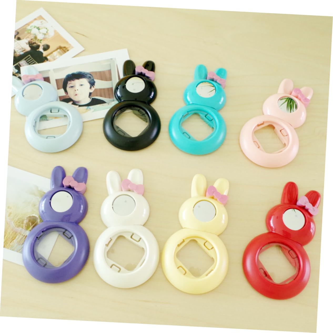 HOMSFOU 2-Pack Rabbit Design Selfie Mirror Lens for Instax Mini 7/8 Camera - Pink Stylish Portrait Accessory for Travel, Parties & Social Media Photography
