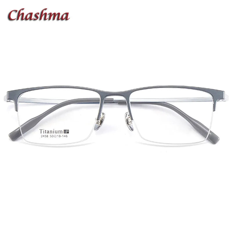Titanium Square Semi-Rimless Eyeglasses for Men - Lightweight & Durable Frame - Perfect for Reading, Work, and Everyday Use