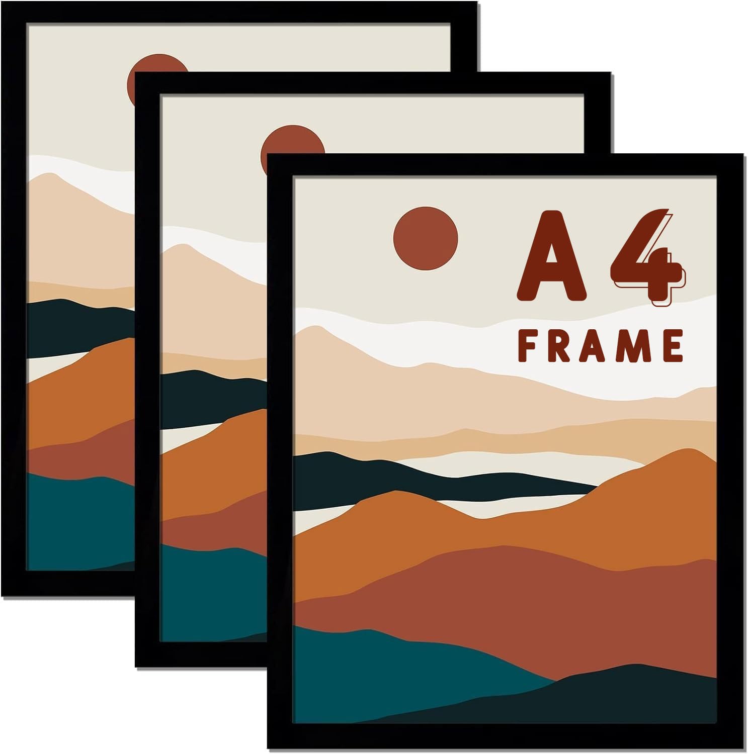 3 Pack A4 Photo Frames 20x28.5cm - Black Poster Picture Frames for Tabletop, Freestanding & Wall Mounting | Perfect for Home Decor, Office Display & Gift Giving
