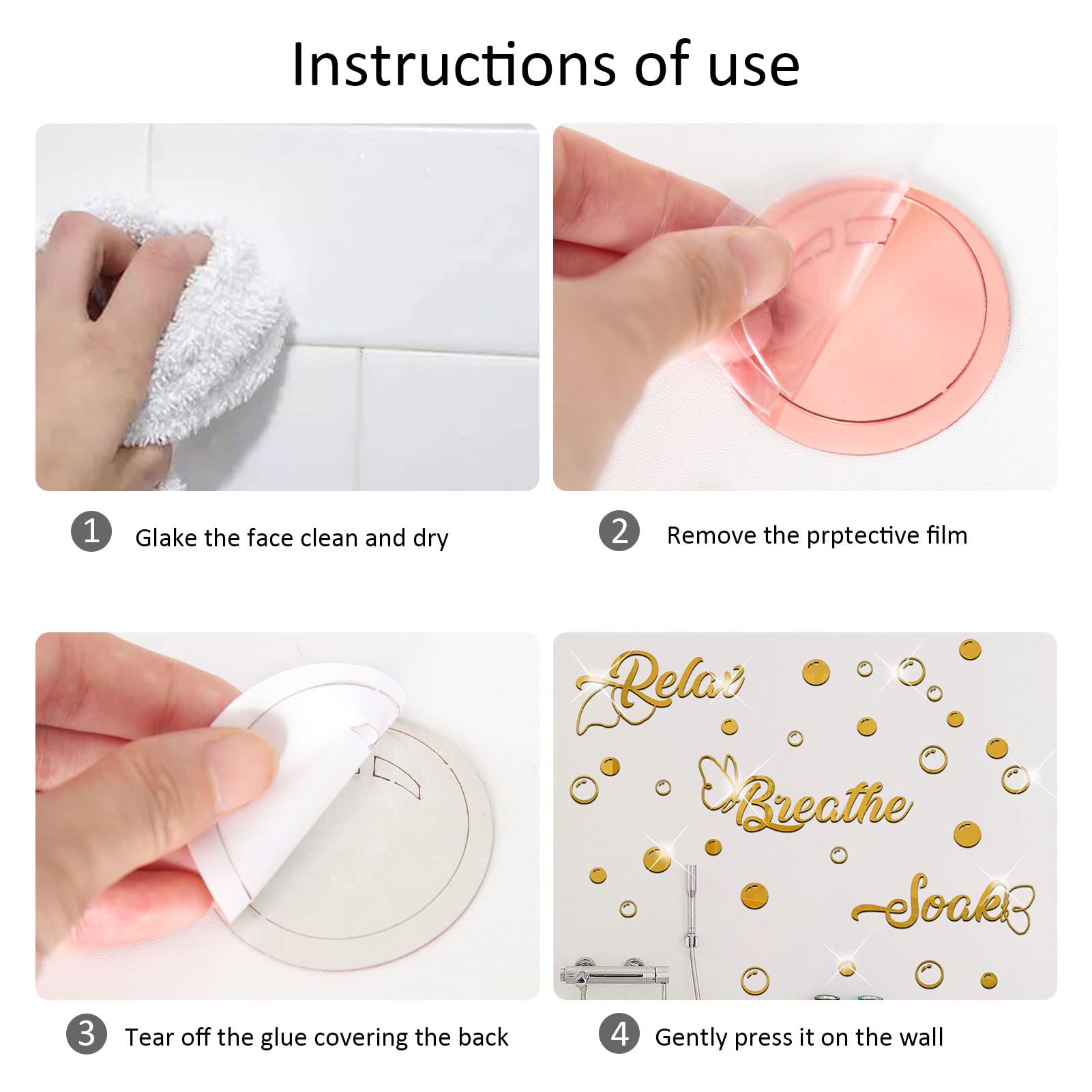 60 Pieces 3D Acrylic Mirror Wall Stickers - DIY Removable Mirror Decals for Bathroom, Bedroom & Living Room - Gold Circle Bubbles Home Decor - Perfect for Wall Art, Kids Room & Party Decorations