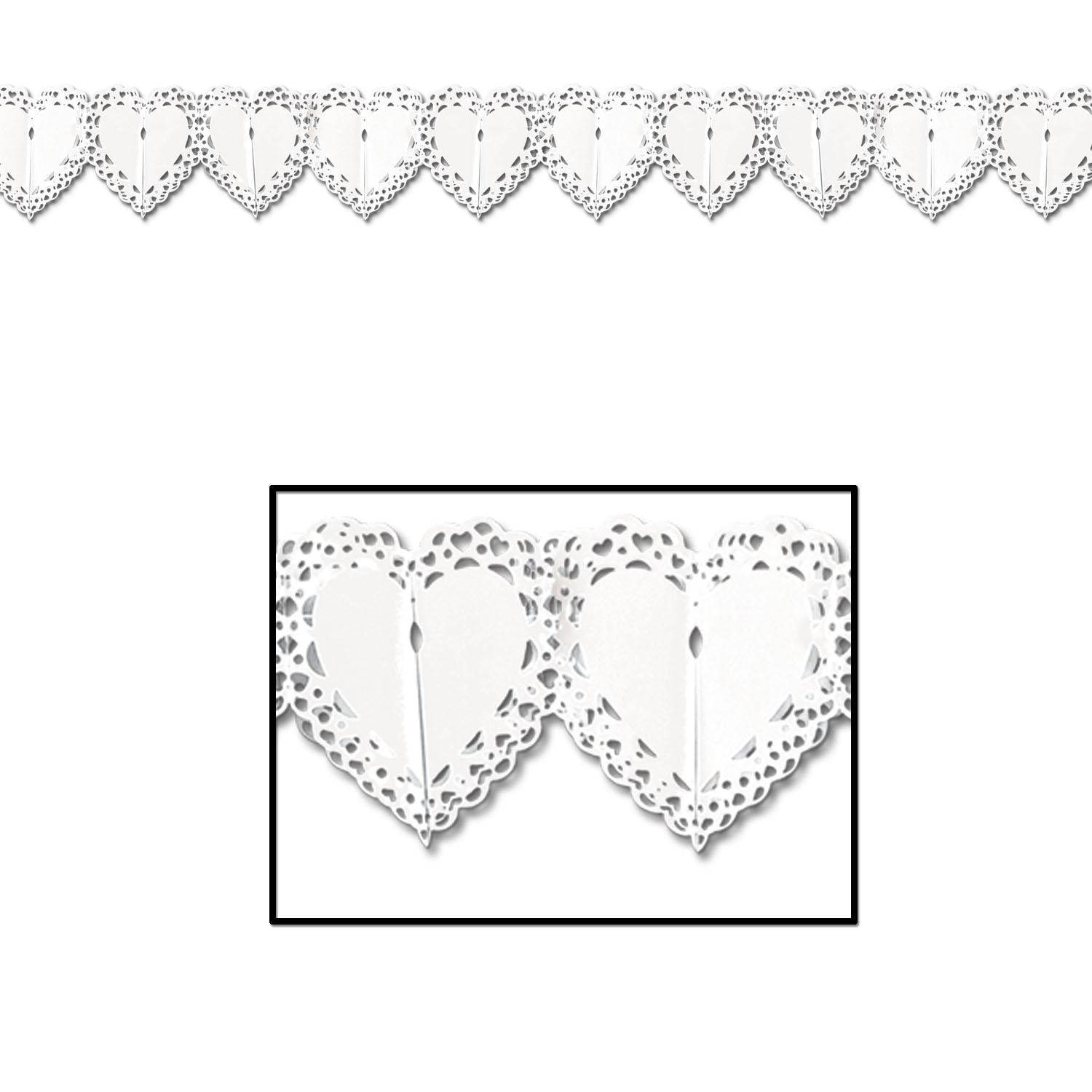 12 Pack Beistle Lace Heart Garland - Romantic Valentine's Day Decor for Wedding, Party & Home Decoration