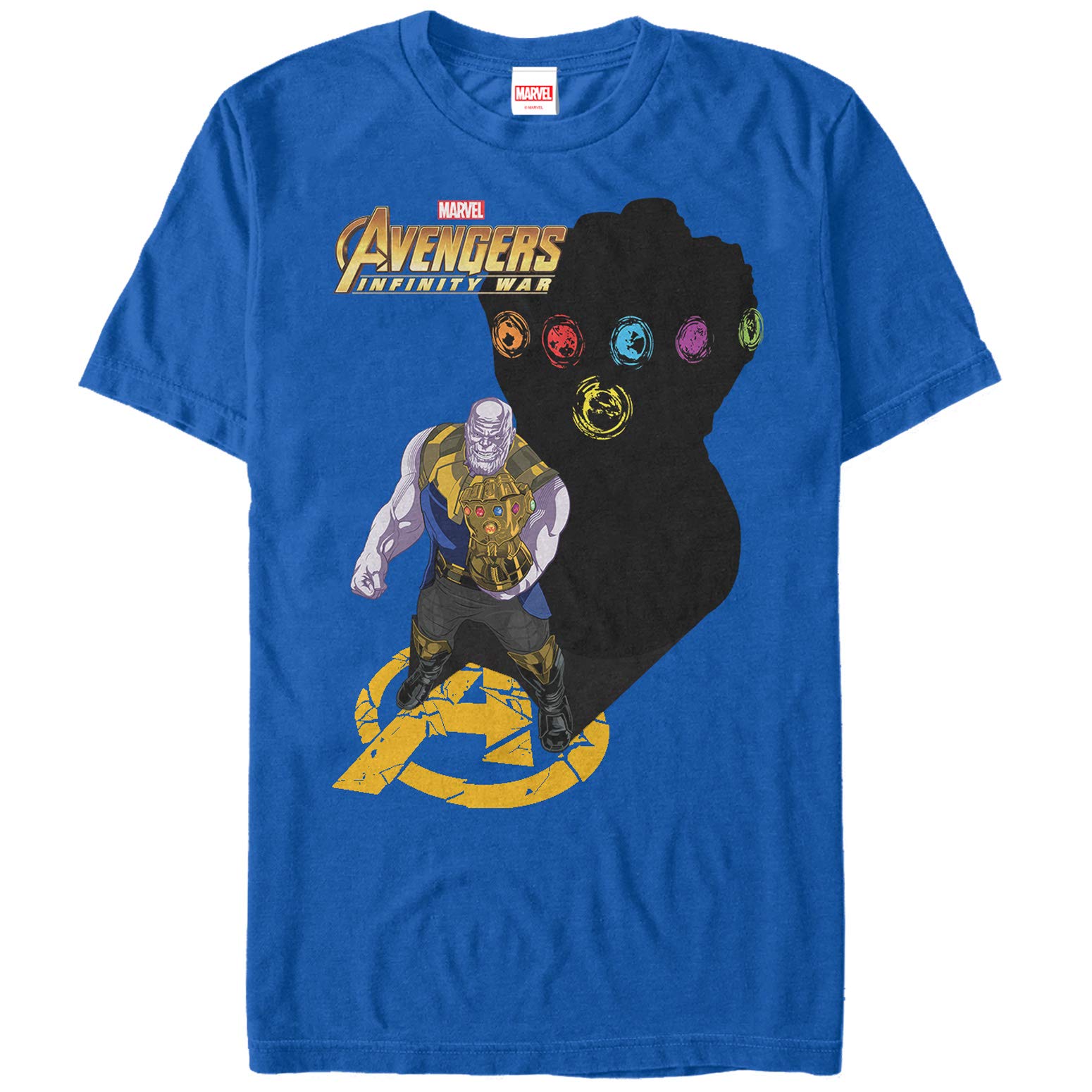 Men's Marvel Avengers: Infinity War Thanos Shadow Graphic T-Shirt - Royal Blue - Large Size - Casual Superhero Fan Wear for Comic Con & Everyday Outfits
