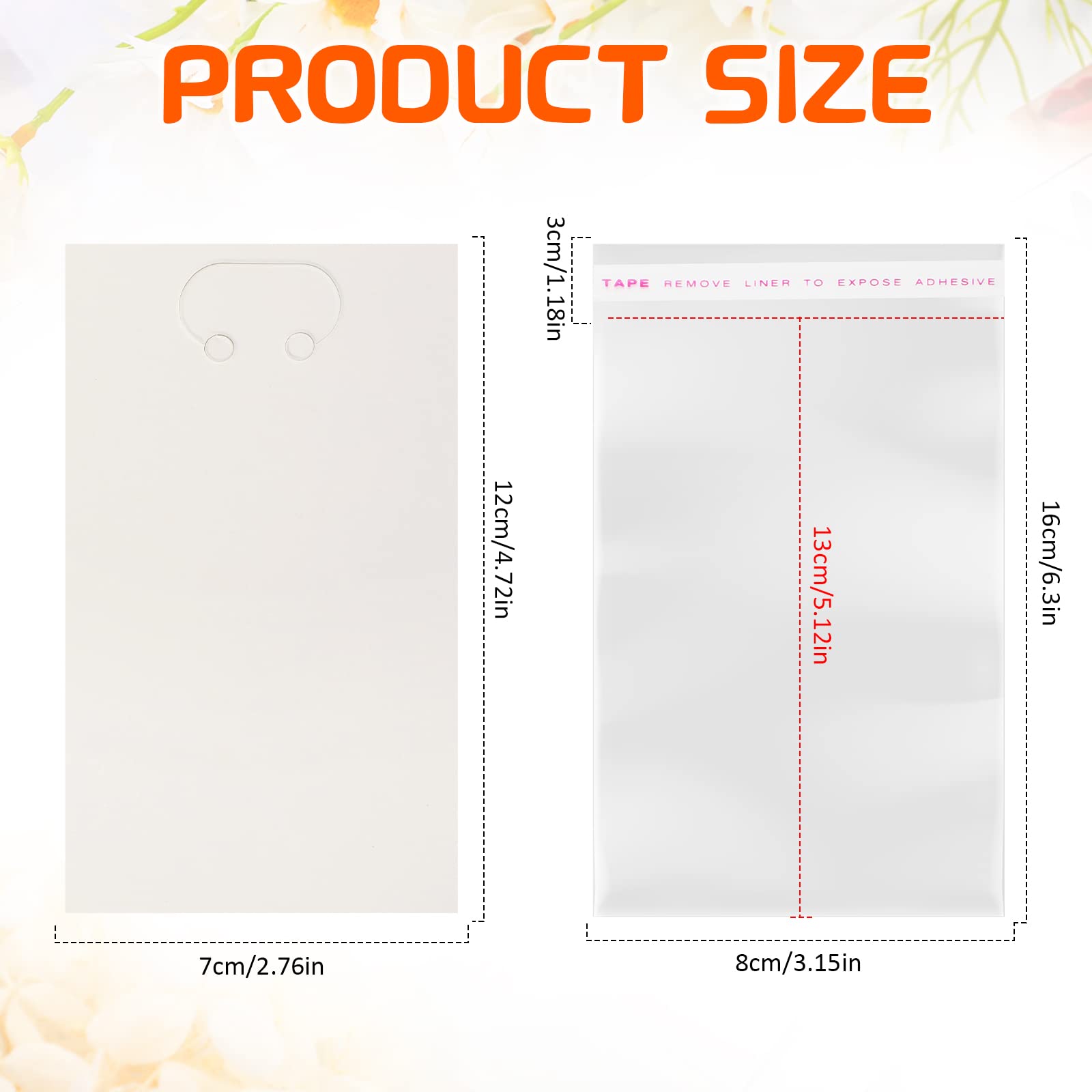 400 Pcs White Keychain Display Cards with Clear Self-Sealing Bags (2.8