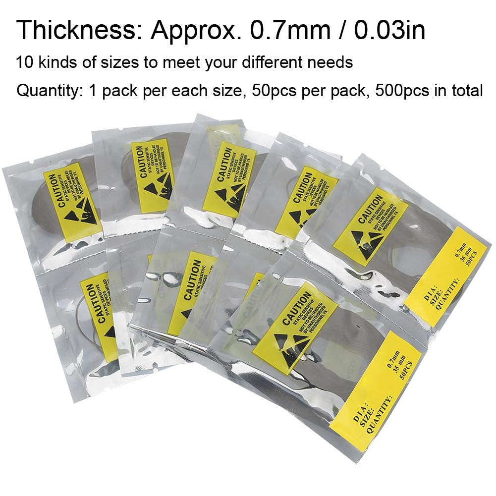 0.7mm Rubber Watch Back Cover Seal Gaskets Kit - 500pcs in 10 Sizes for Watch Repair & Maintenance - Perfect for Rolex, Omega, Seiko Watch Battery Replacement & Waterproofing