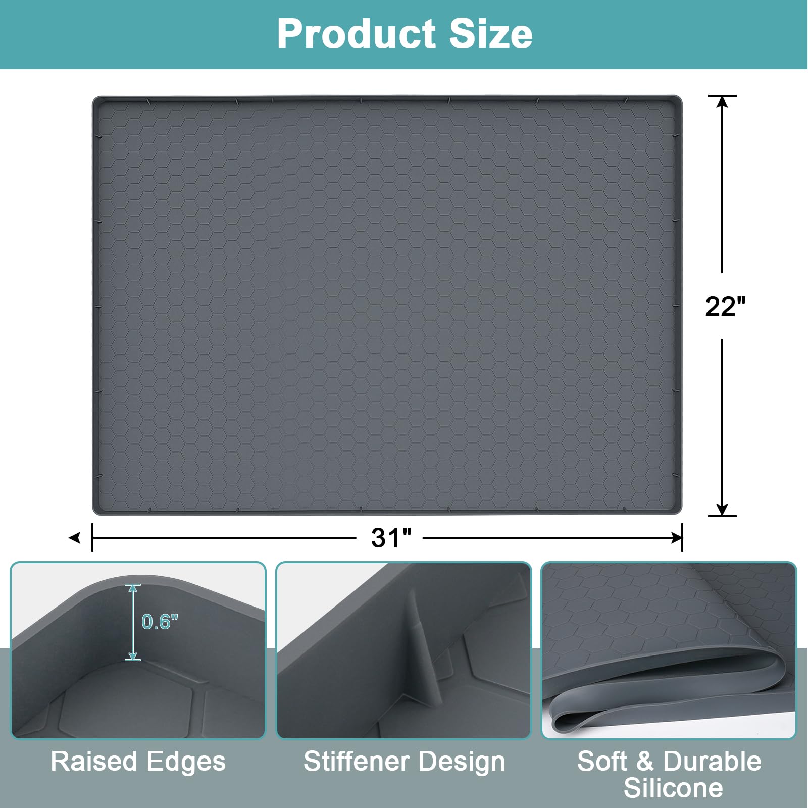 Non-Slip Waterproof Silicone Under Sink Mat 31