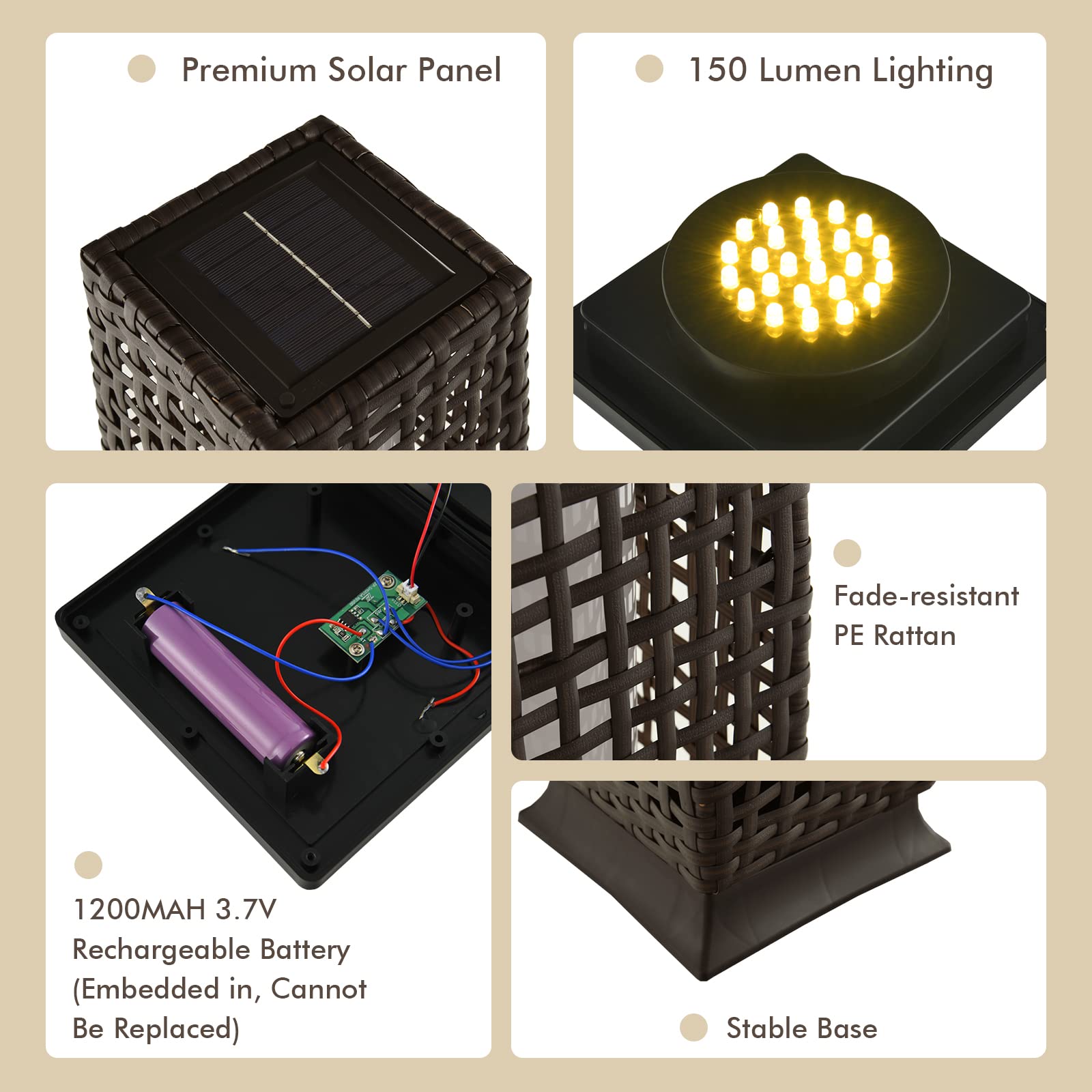 Tangkula 2-Piece Outdoor Solar Powered LED Floor Lamps - IP65 Waterproof Wicker Design with Auto On/Off for Garden, Patio, Porch, Deck & Pathway Lighting | Weather-Resistant Decorative Lanterns (Cross-Black) - Perfect for Evening Gatherings & Landscape Illumination