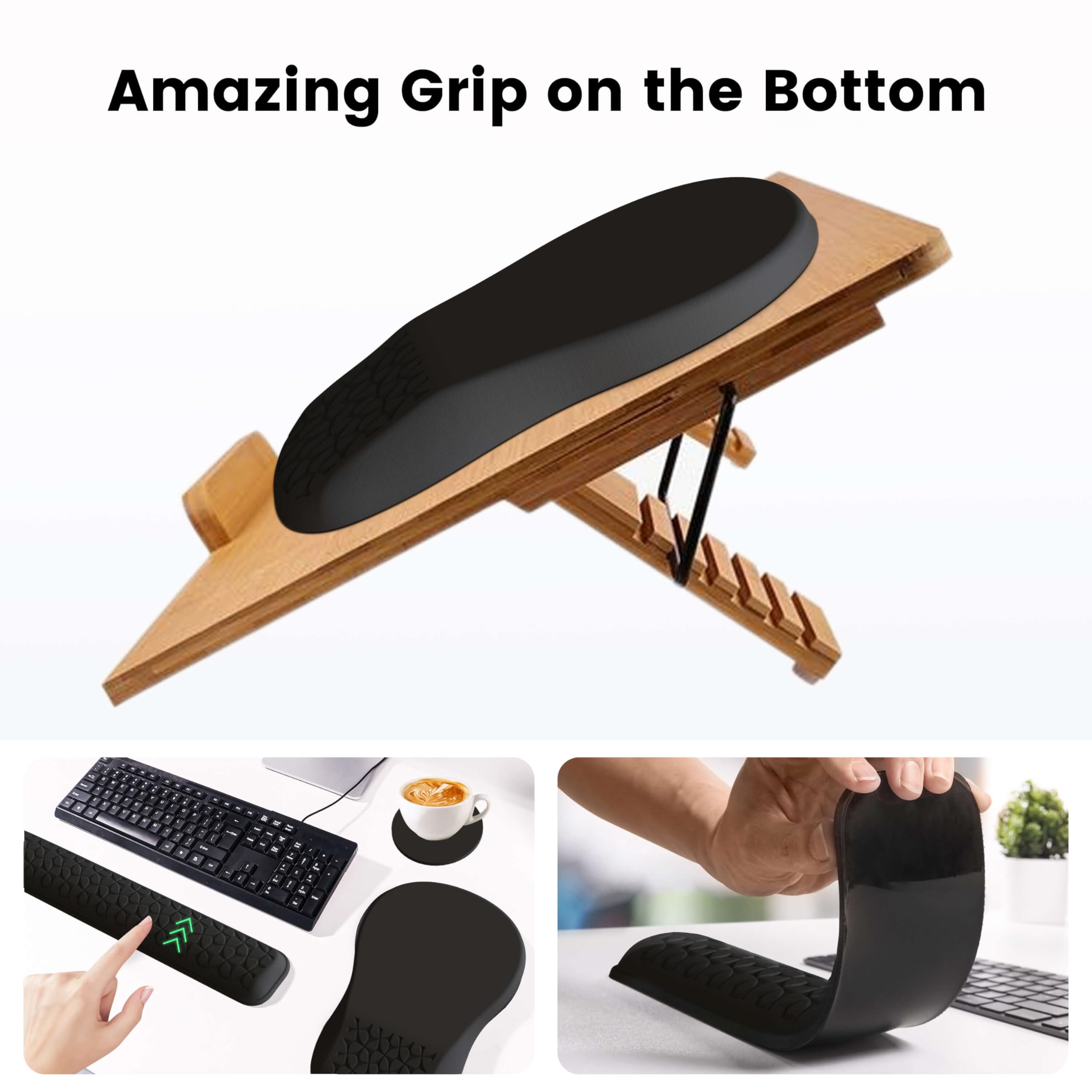 Ergonomic 3-in-1 Mouse Pad & Wrist Rest Set - Memory Foam for Office & Gaming (Black)