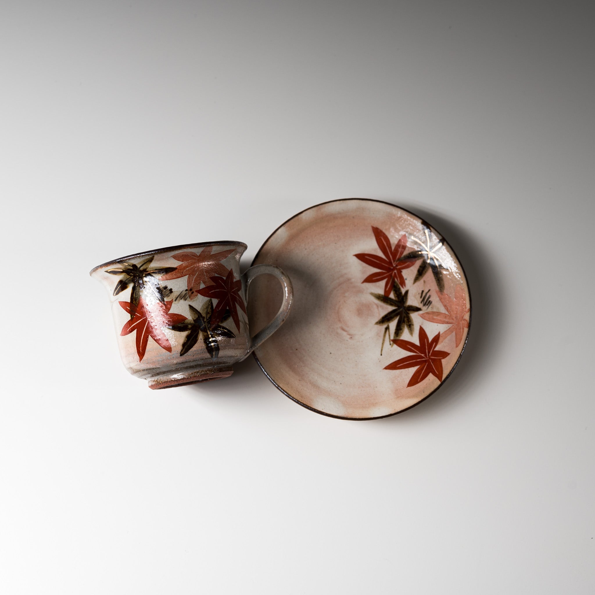 Handmade Kyo Kiyomizu Ware Mini Espresso Cup Set - Authentic Japanese Maple Design - Perfect for Coffee, Tea & Small Desserts