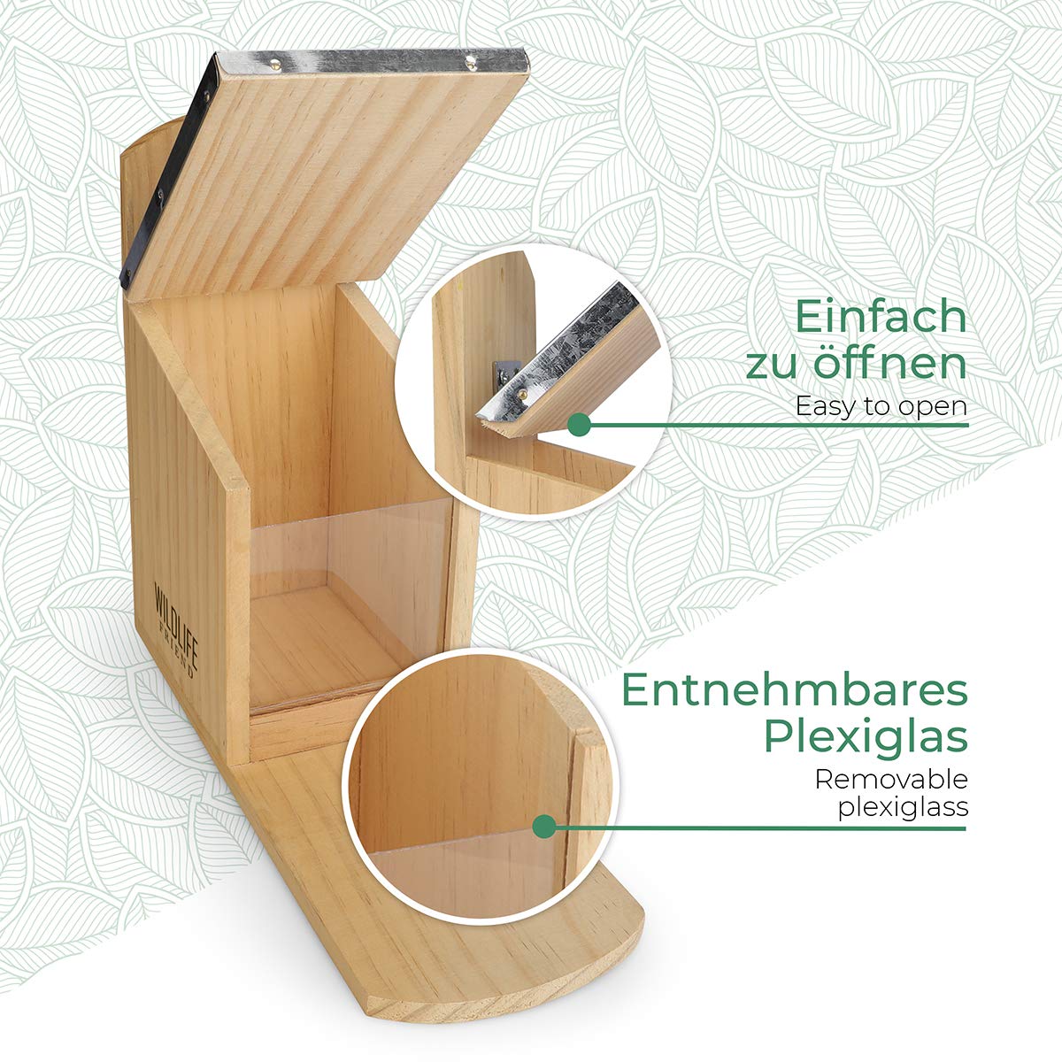 Weatherproof Pine Wood Squirrel Feeding House - 11x29x25cm Outdoor Squirrel Feeder Station for Backyard, Garden & Wildlife Watching - Durable Squirrel House with Rustic Design