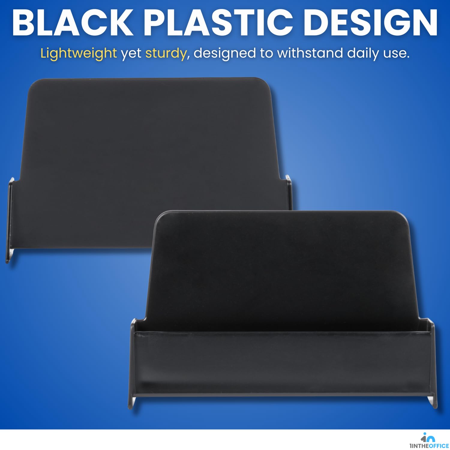 Black Plastic Business Card Holder 2-Pack for Office Desk Display