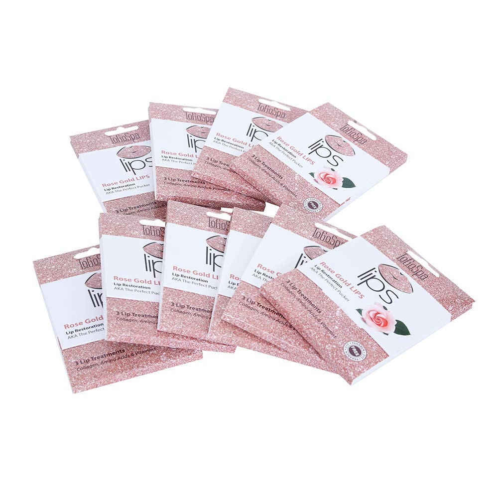 ToGoSpa Rose Gold Lip Mask - 30 Hydrating Lip Care Sheets for Soft, Plump Lips | Perfect for Nighttime Routine, Travel & Self-Care