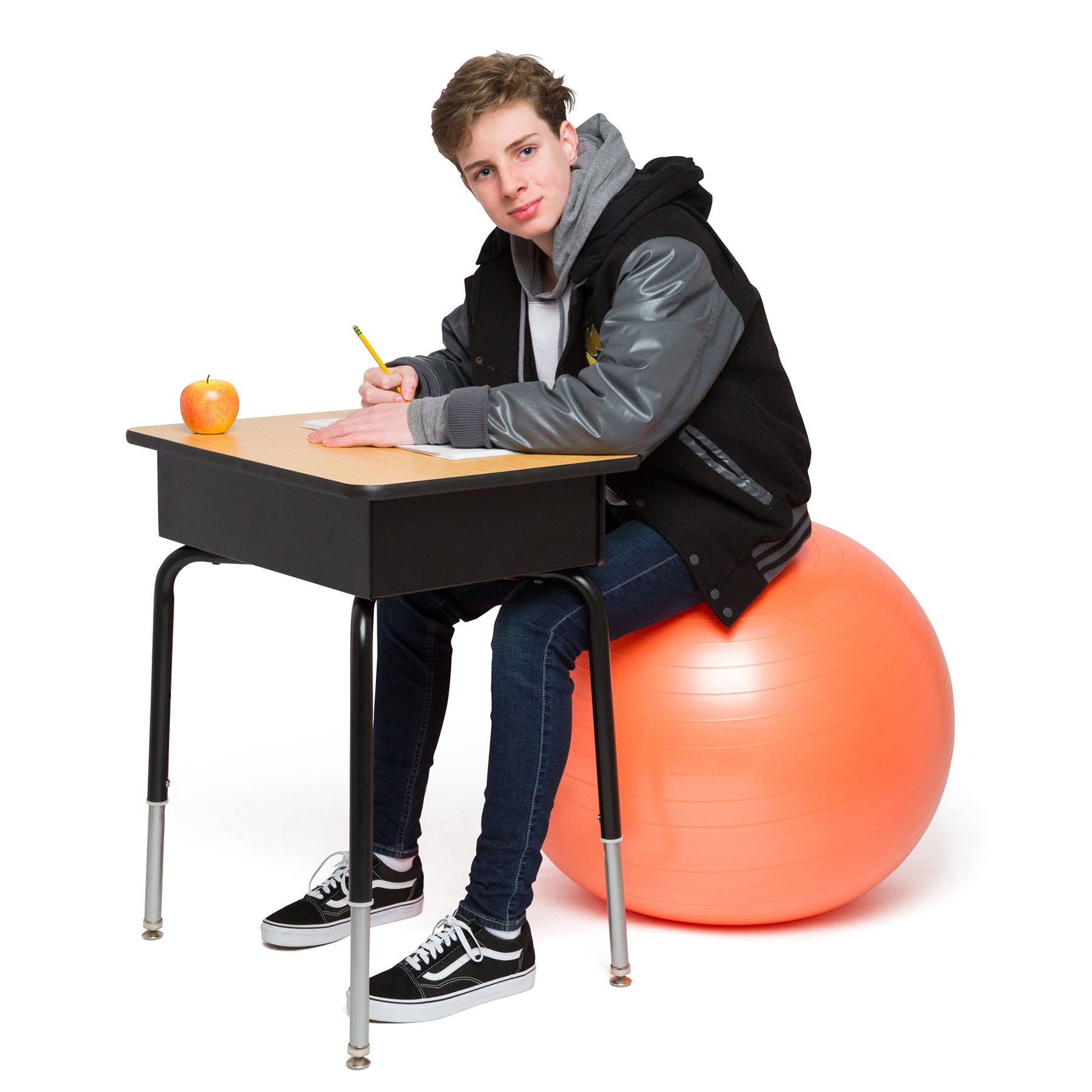 Bouncyband 65cm Balance Ball Chair - Active Sitting for Kids & Adults, Ergonomic Stability Ball Seat for Home & Office, Orange - Perfect for ADHD, Yoga & Classroom Focus
