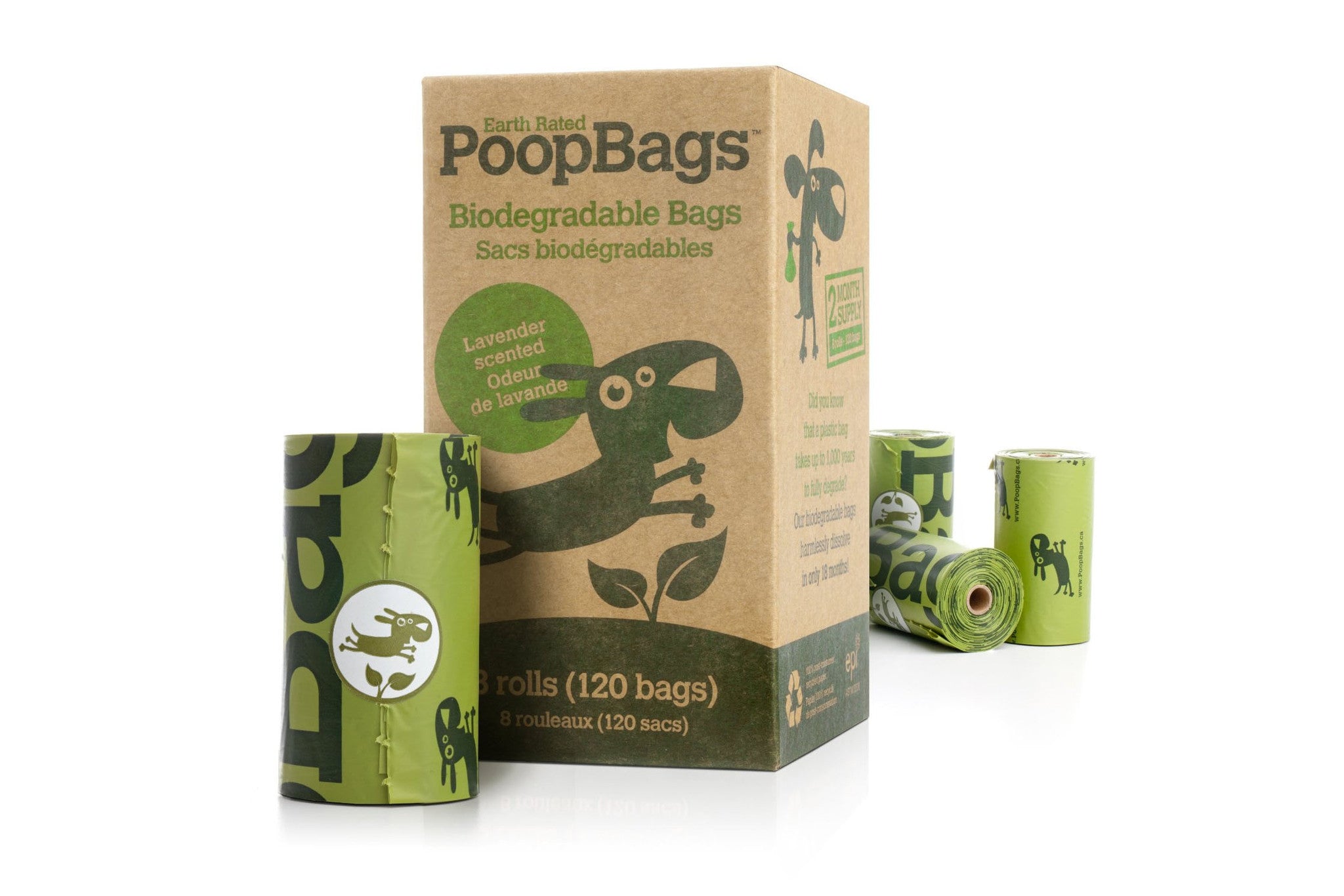 Eco-Friendly Dog Poop Bags Refills - 8 Rolls, 120 Count | Biodegradable Waste Bags for Dogs, Puppies & Pets | Perfect for Walking, Hiking, Park & Backyard Cleanup