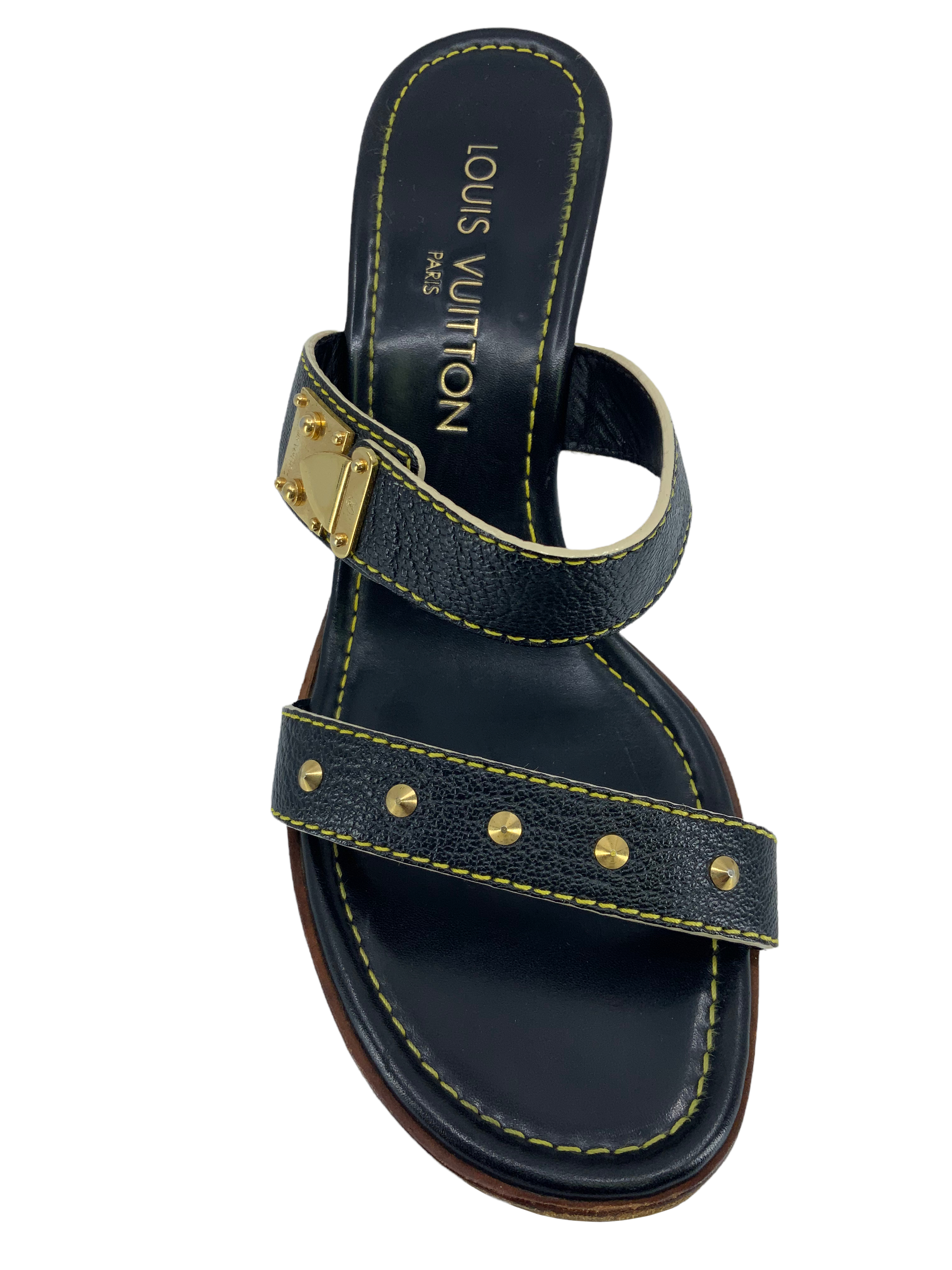 Authentic LOUIS VUITTON Suhali Leather Studded Sandals Women's Size 7.5 - Luxury Designer Heels for Parties, Weddings & Evening Events