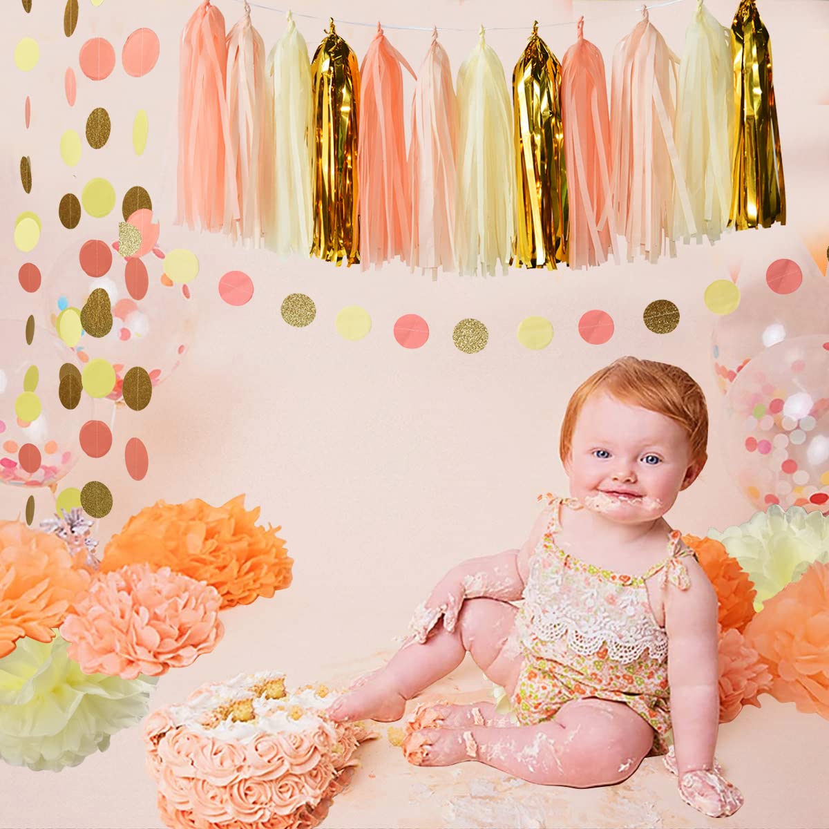 Peach Birthday Party Decorations - Rustic Baby Shower, Boho Bridal Shower & Autumn Fall Party Supplies | Sweet as a Peach Theme for Gender Reveal, 1st Birthday & Wedding Showers | Perfect for Indoor/Outdoor Events