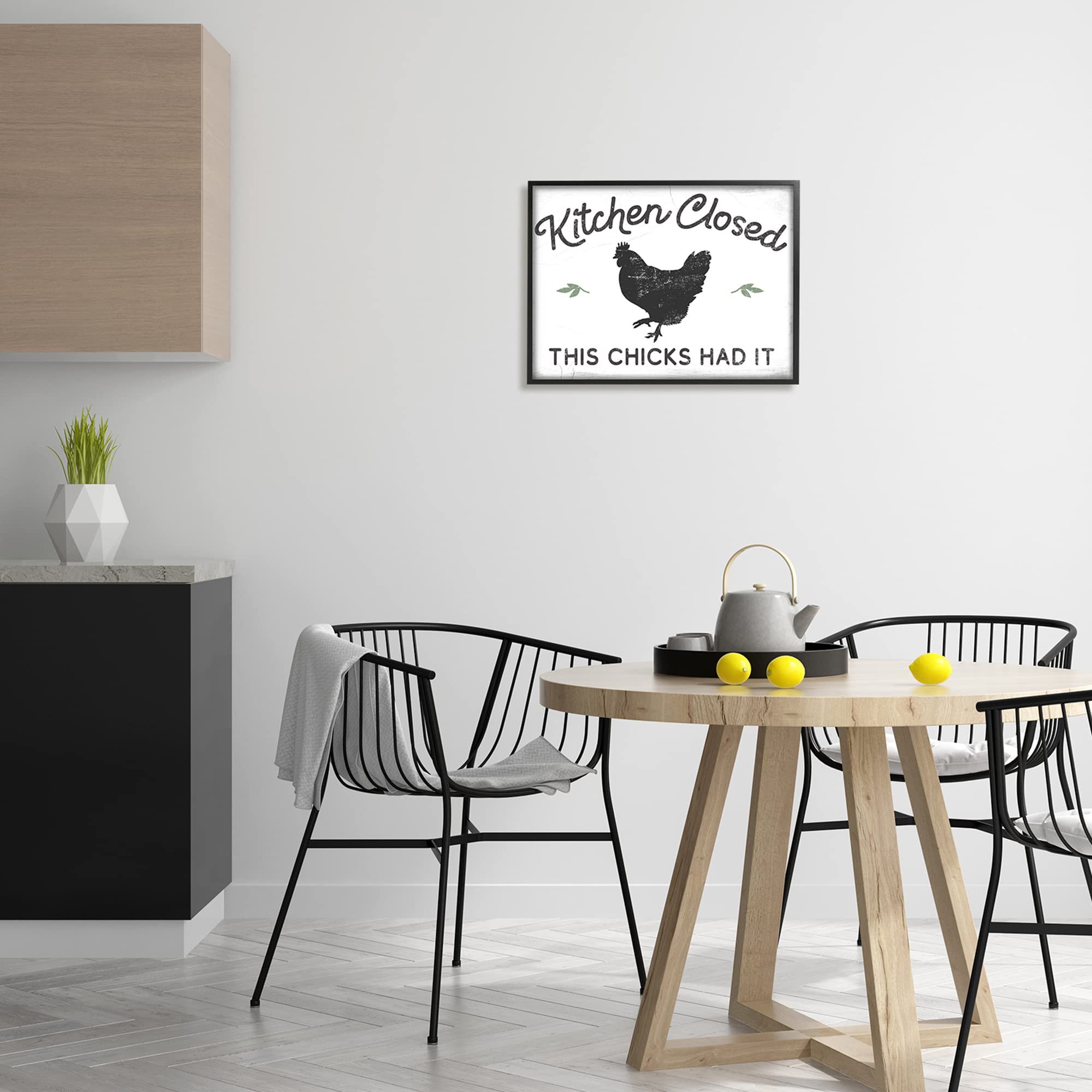 Stupell Industries Funny 'Kitchen Closed' Farm Chicken Wall Art - Hardworking Bird Phrase by Daphne Polselli | Rustic Kitchen Decor for Farmhouse & Country Style Homes