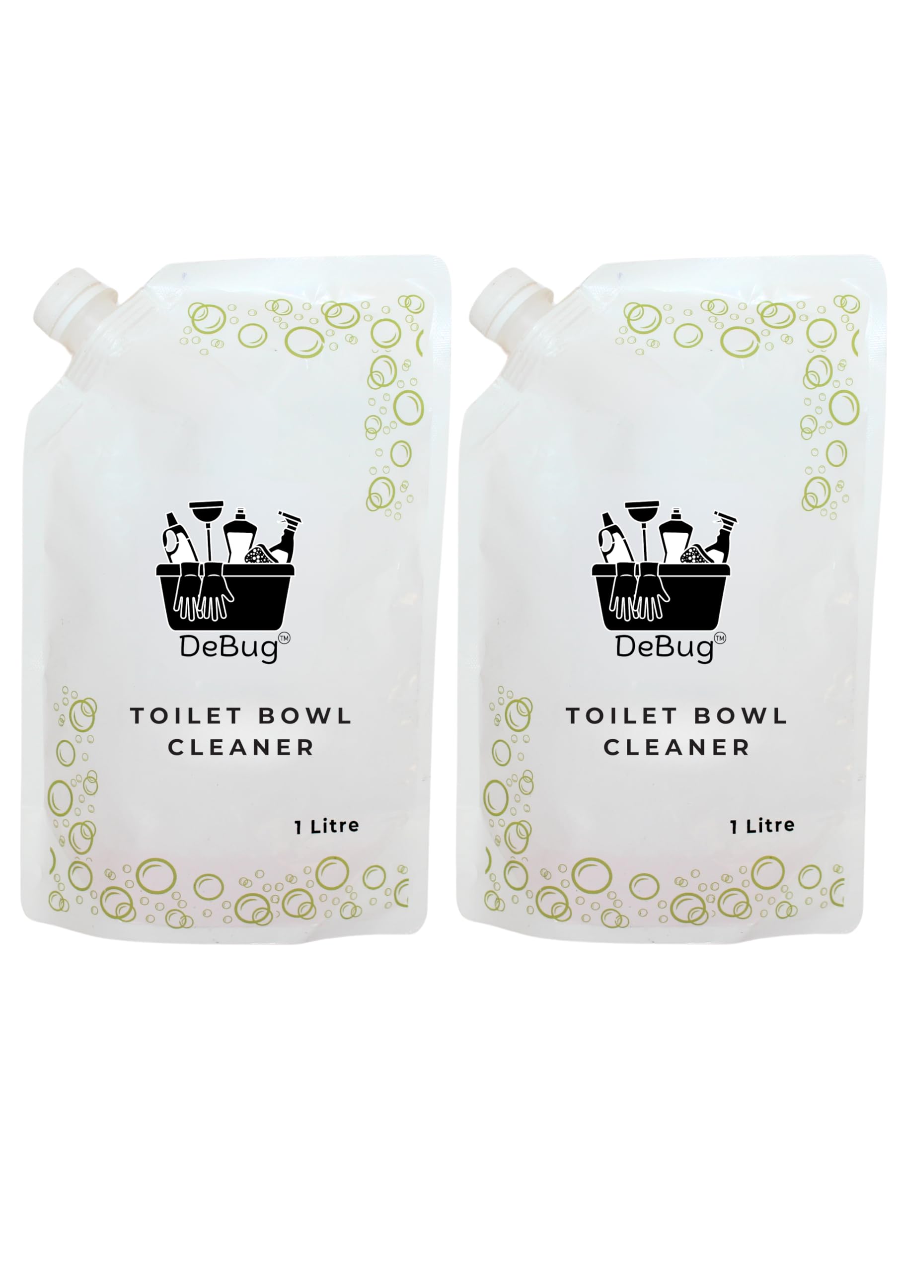 Debug Toilet Bowl Cleaner Refill Pack - 2 Liters (1+1) | Antibacterial Toilet Cleaning Liquid for Sanitizing & Stain Removal | Perfect for Home, Hotel & Public Restroom Maintenance
