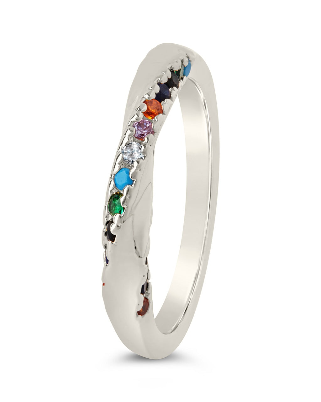 Senta Rainbow CZ Twist Ring - Elegant Cubic Zirconia Fashion Jewelry for Women, Perfect for Parties, Weddings & Daily Wear