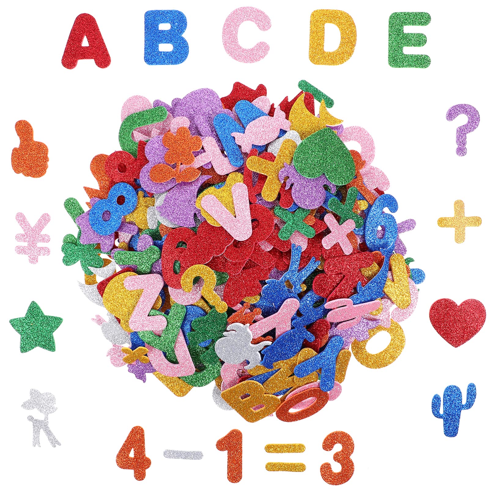 Ciieeo 296pcs Foam Alphabet Stickers - Self-Adhesive EVA Glitter Letters, Numbers & Animal Stickers for Kids DIY Crafts, Learning & Room Decoration - Perfect for Scrapbooking, School Projects & Nursery Wall Decor