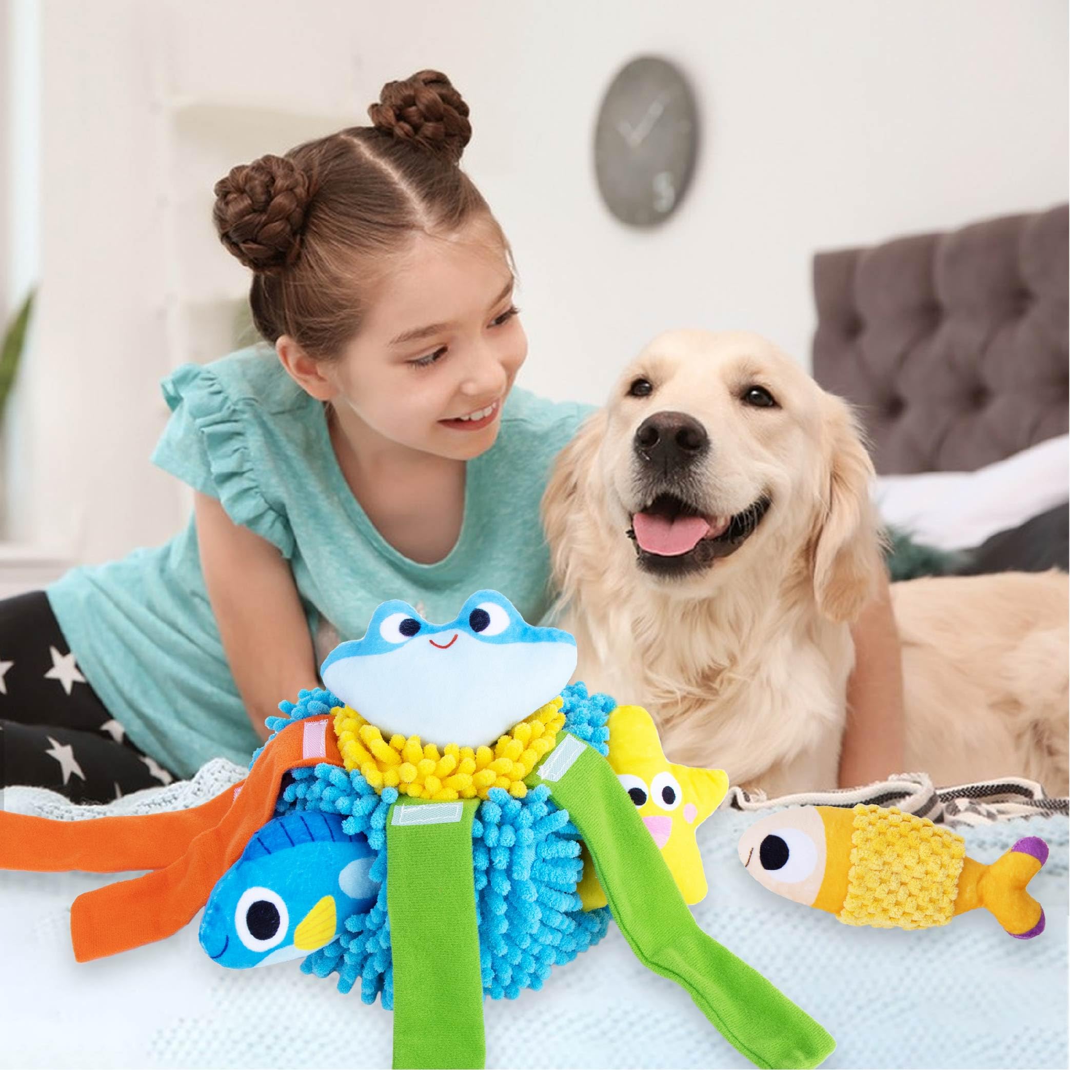 Interactive Squeaky Dog Snuffle Toys - Hide & Seek Puzzle Plush for Small & Medium Dogs | Mental Stimulation & Enrichment Treat Toys | Perfect for Indoor Play, Training, and Anxiety Relief
