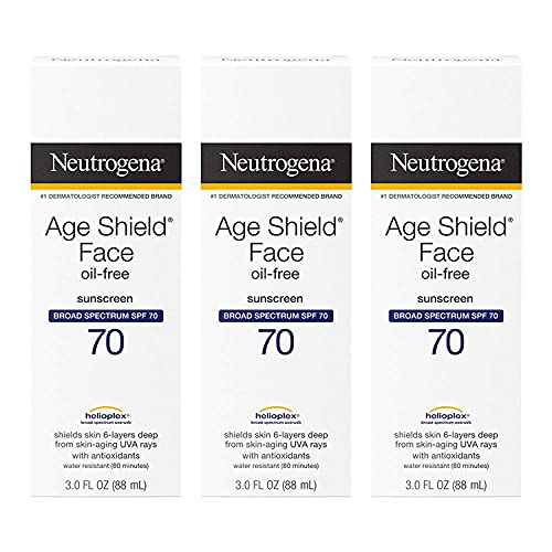 Oil Free Sunscreen SPF 70 - Non-Greasy, Water Resistant Sunblock Lotion for Face & Body | Oxybenzone Free, Lightweight & Matte Finish | 3 Fl Oz (Pack of 3) | Perfect for Daily Use, Outdoor Activities, Beach & Swimming