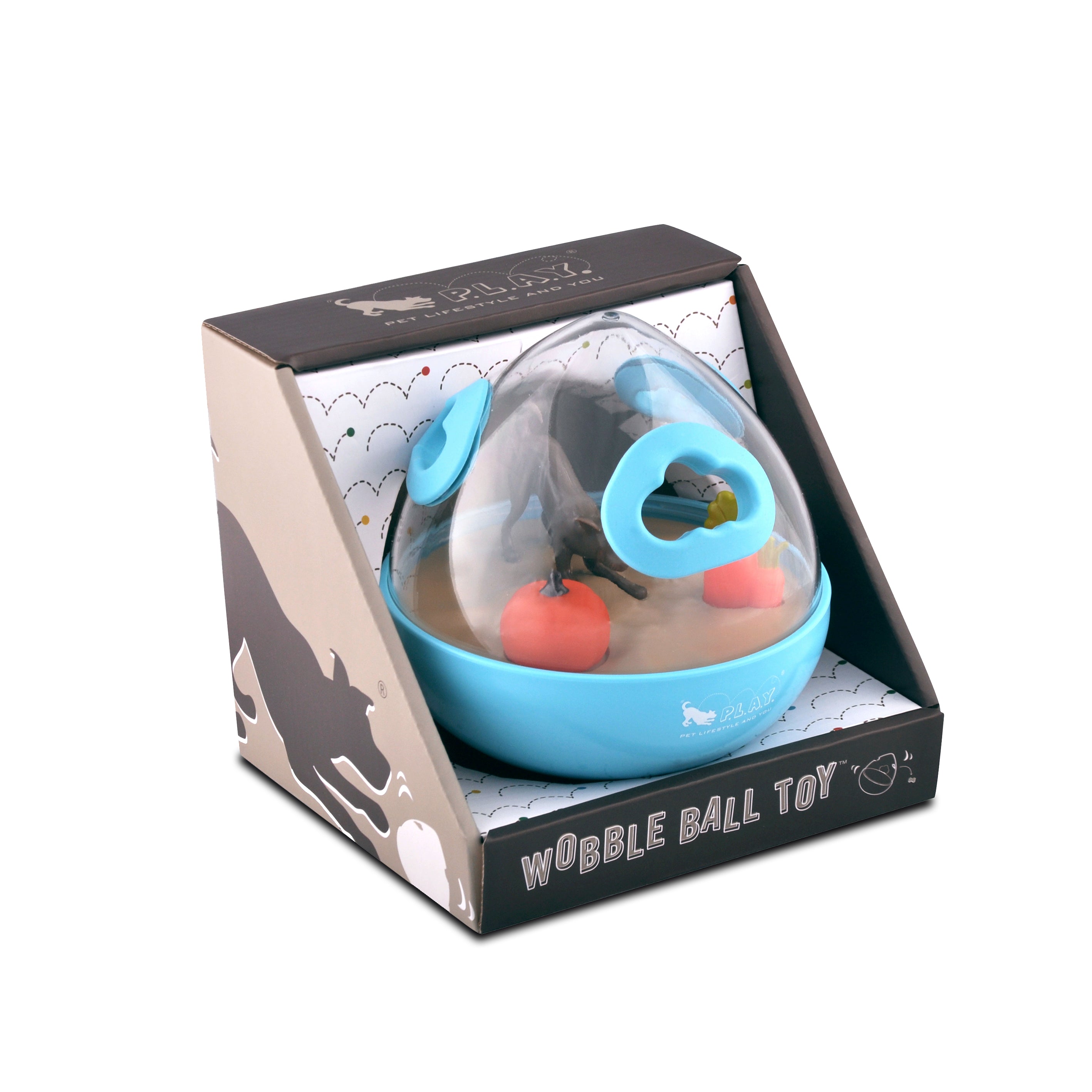 Wobble Ball Interactive Dog Treat Dispenser Toy - Blue | Pet P.L.A.Y. - Fun Puzzle Feeder for Small & Medium Dogs, Perfect for Mealtime Enrichment & Mental Stimulation