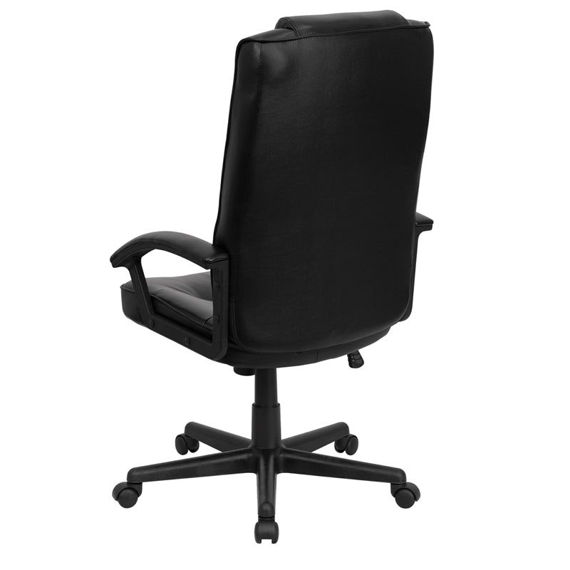 Premium FLASH Nora High Back Black LeatherSoft Executive Swivel Office Chair with Adjustable Arms - Ergonomic Desk Chair for Home Office, Conference Room & Workspace