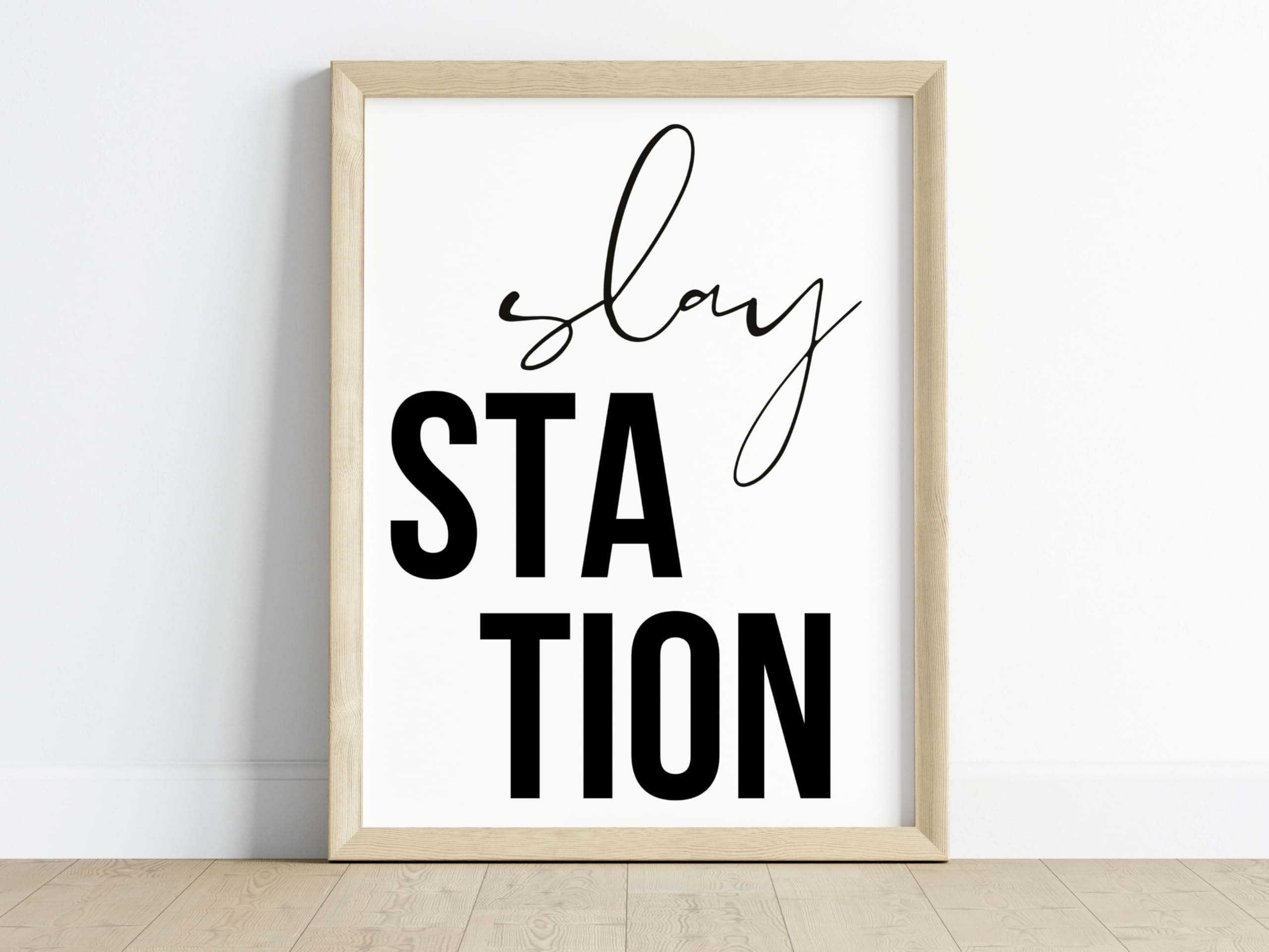 Slay Station Makeup Vanity Decor Print - 8x10 Inch Unframed Wall Art for Beauty Room, Bedroom & Bathroom | Perfect for Makeup Lovers & Glam Decor