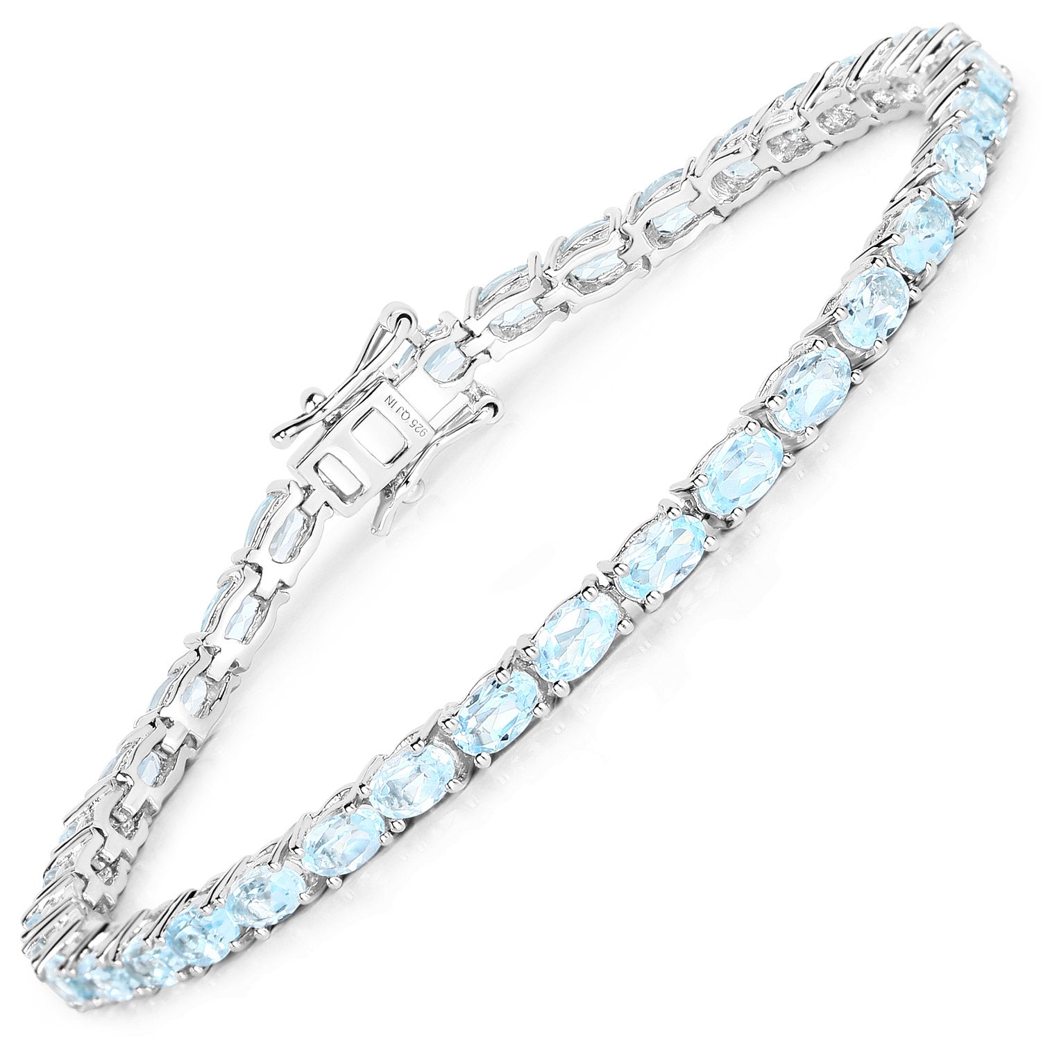Genuine Blue Topaz Tennis Silver Bracelet for Women – Elegant Sterling Silver Jewelry Gift for Birthday, Anniversary & Special Occasions