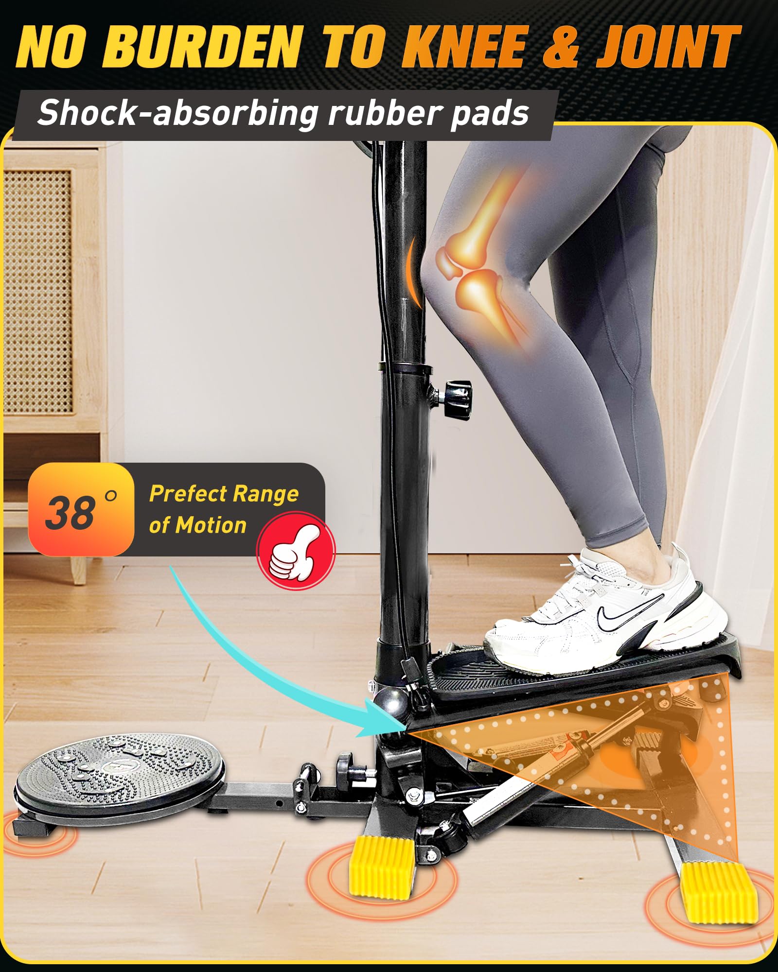 Wonderful Day Stair Stepper Machine for Home Workouts - Twist Stepper with Resistance Bands, LCD Monitor & 300 lbs Weight Capacity | Perfect for Cardio, Leg Toning & Indoor Fitness