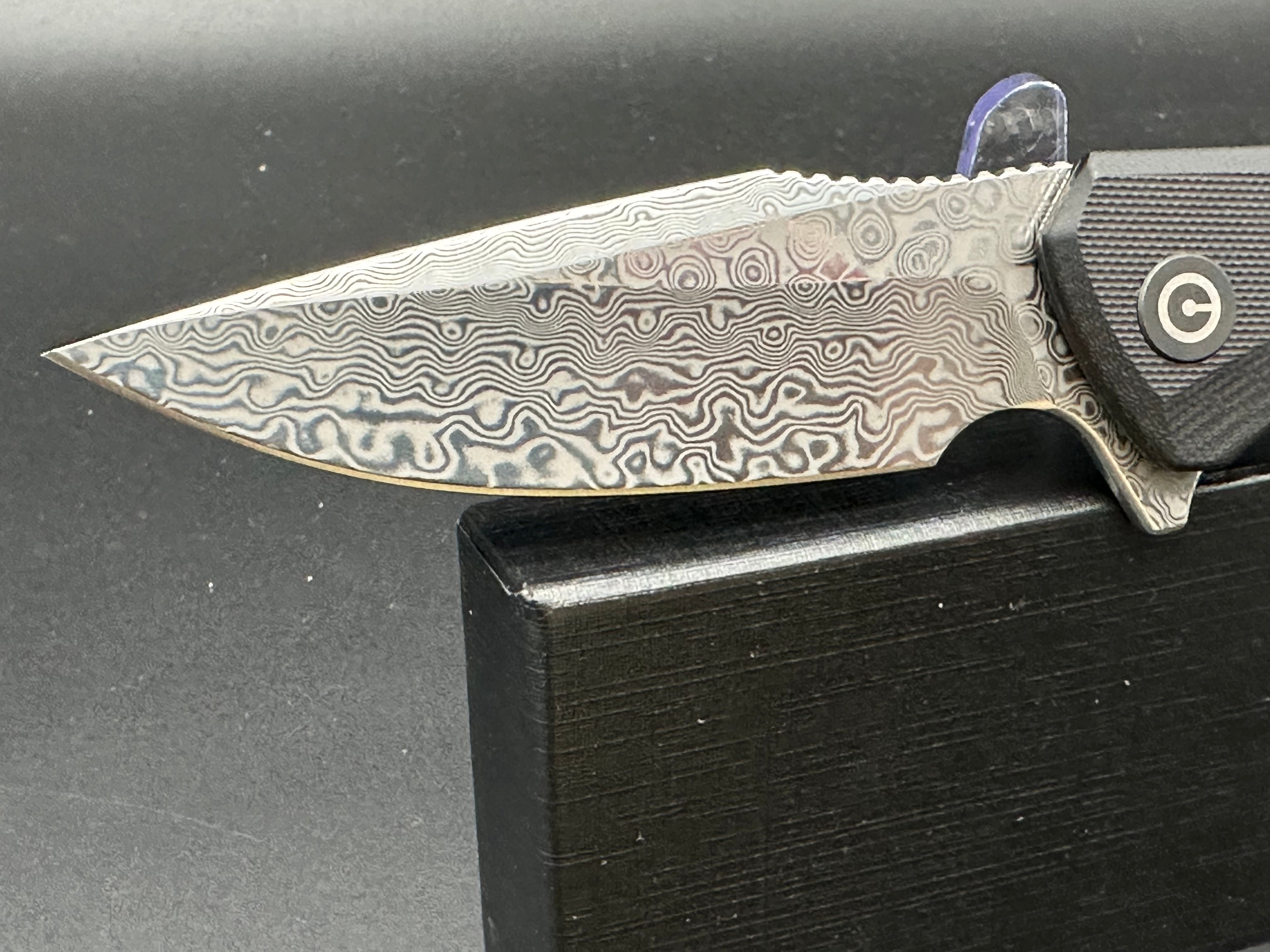 Civivi Backlash Folding Knife - Black G10 Handle with Damascus Steel Blade - EDC, Outdoor, Camping & Survival Gear