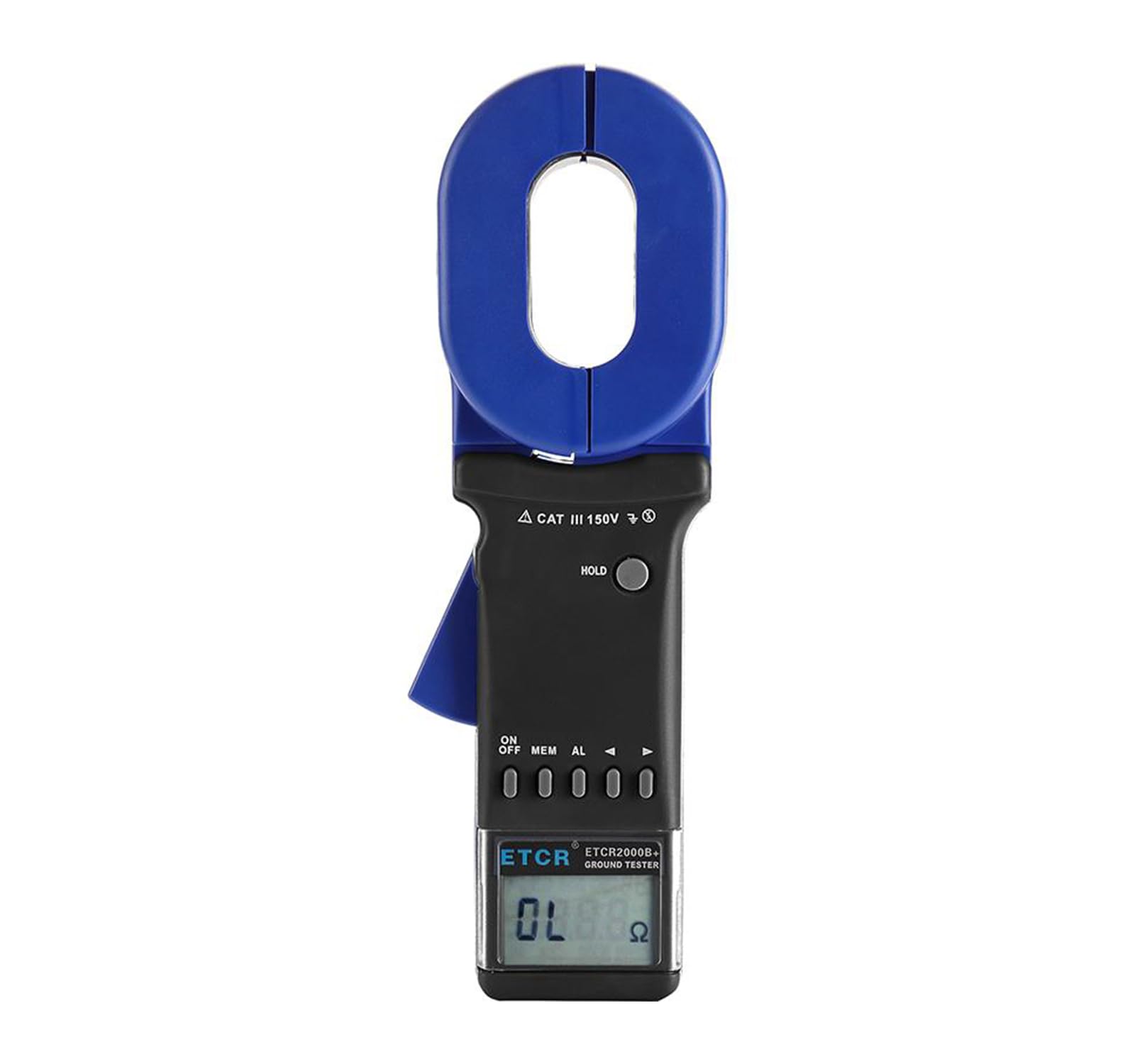 ETCR2000B+ Digital Clamp Ground Resistance Tester - 0.010Ω to 1200Ω Range, Double Insulation Earth Resistance Meter for Electrical Safety Testing - Perfect for Industrial Maintenance, Solar Panel Installations & Home Electrical Inspections