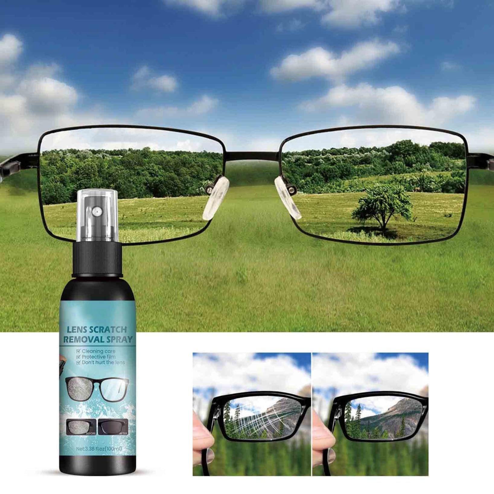 Lens Scratch Removal Spray - Eyeglass & Windshield Glass Repair Liquid - Glasses Cleaner for Sunglasses & Screens - Scratch Repair Solution (1PC) - Perfect for Eyeglass Maintenance, Phone Screen Protection & Car Windshield Repair