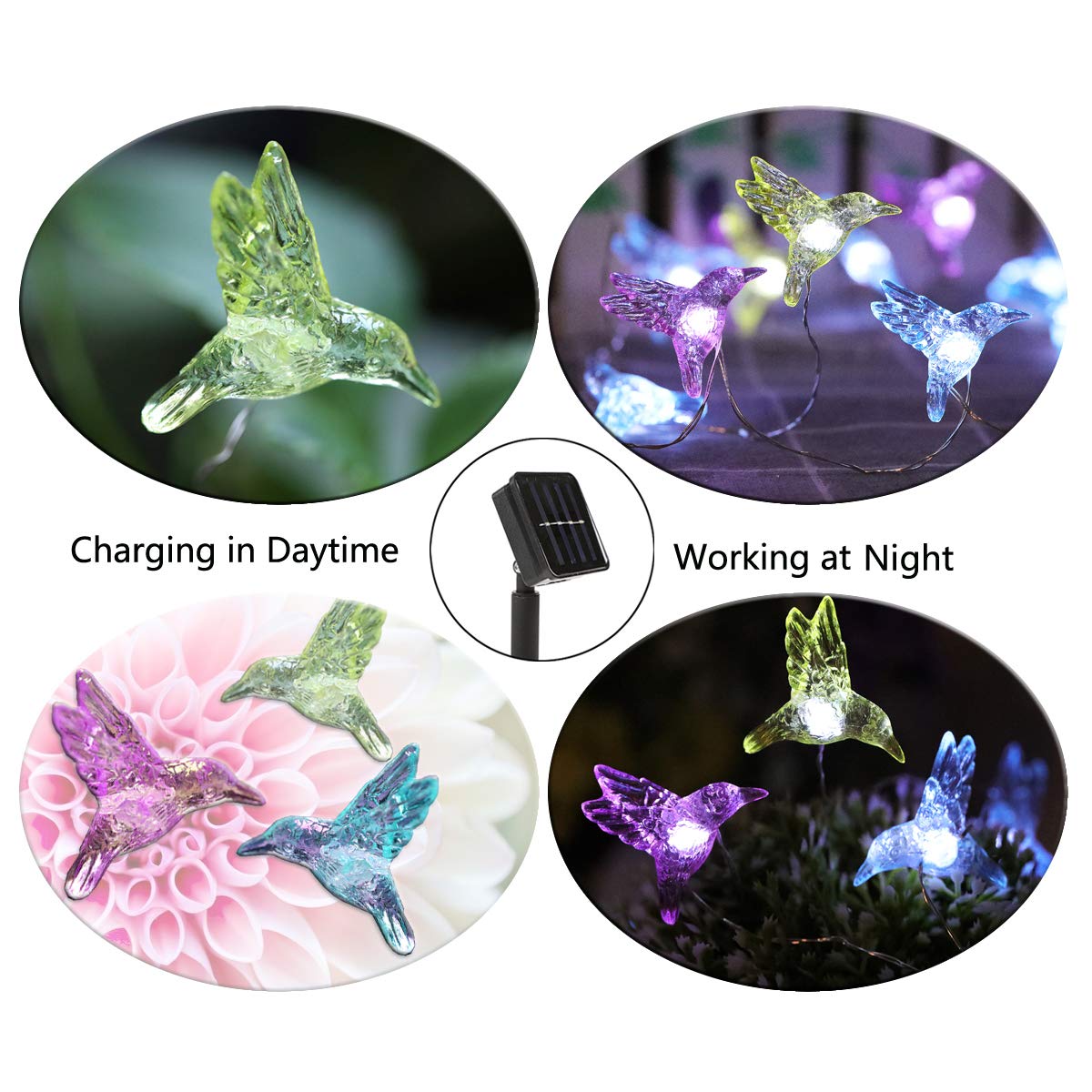 Solar Hummingbird String Lights - 15.8 Ft 30 LED Warm White Waterproof Outdoor Fairy Lights for Garden, Yard, Patio Decor - Perfect for Wedding, Party, Christmas & Backyard Lighting