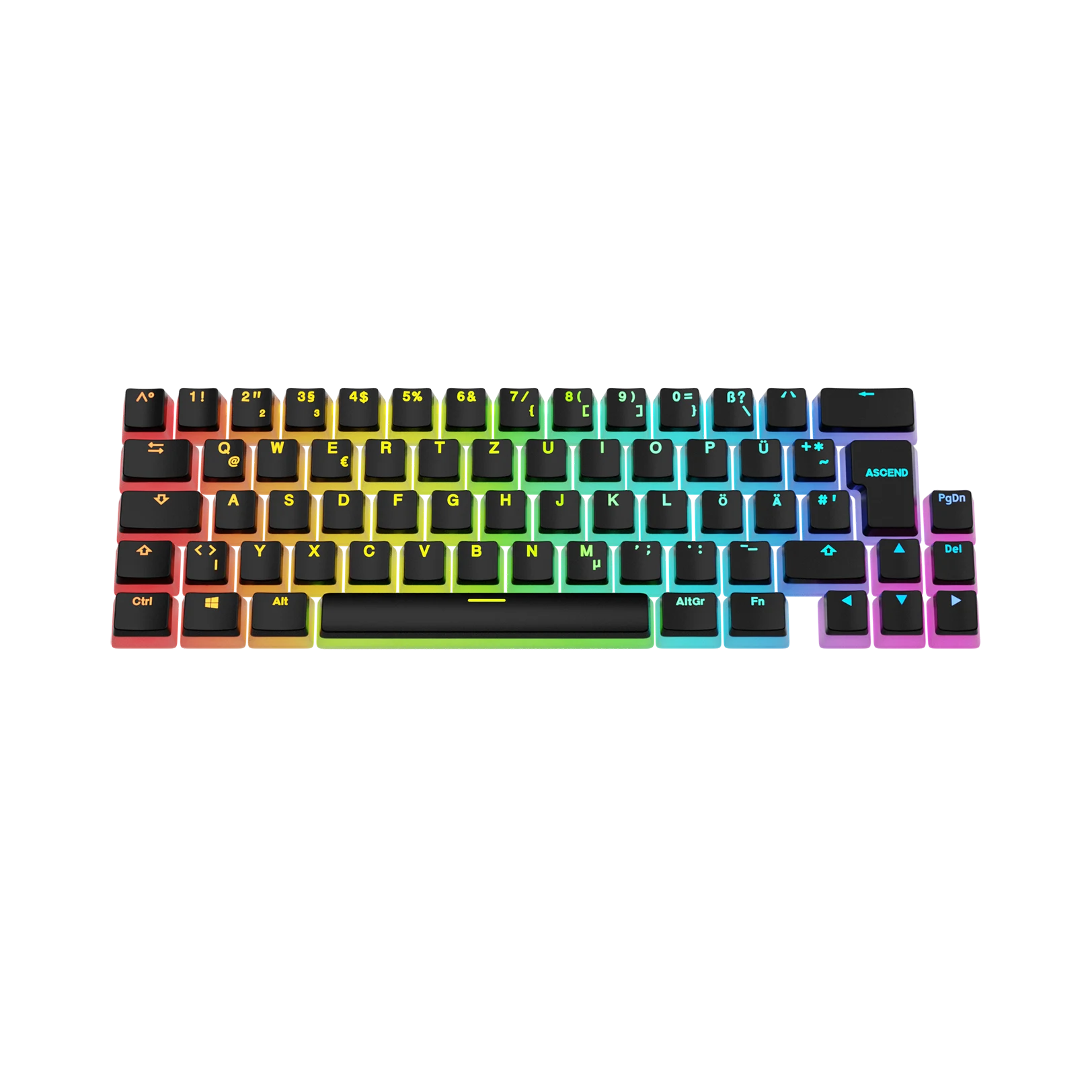 Aura V3 Black Keycaps for Mechanical Keyboards - Premium PBT Keycap Set for Gaming & Typing (DE Layout) - Perfect for PC Gamers & Office Work