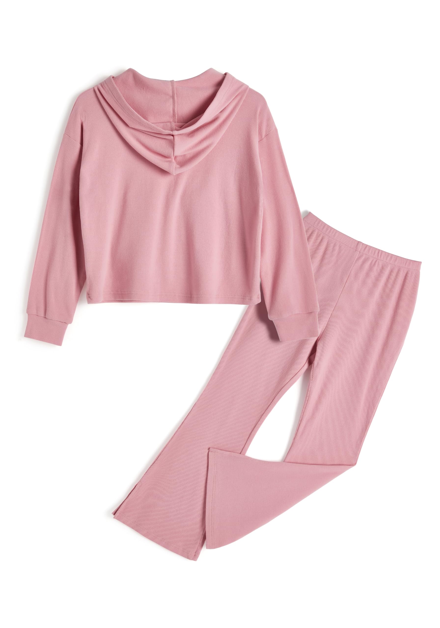 **Girls' 2-Piece Hoodie & Long Sleeve Shirt Set - Cute Bell Bottom Sweatsuit for Spring 2025 | Casual Outfits for School, Playdates & Everyday Wear**